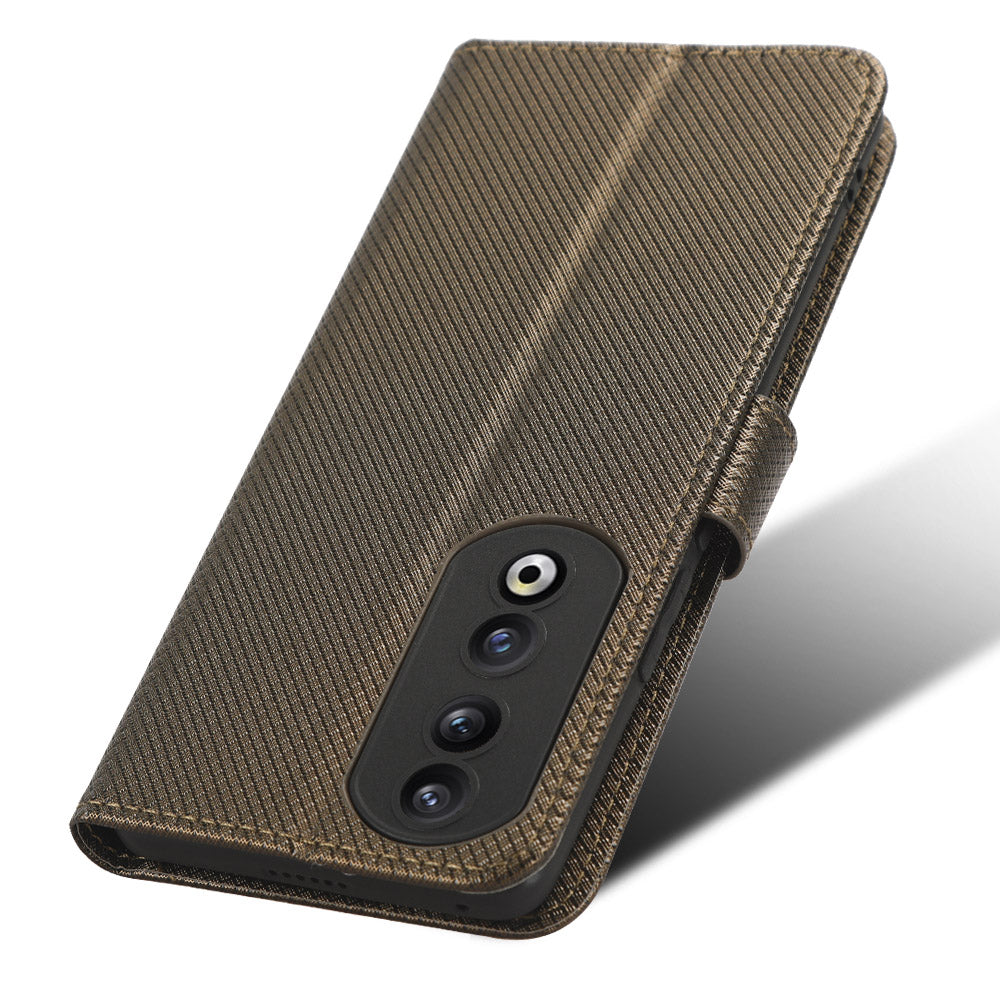 For Honor 90 TPU + PU Leather Cell Phone Case Stand Wallet Diamond Texture Cover