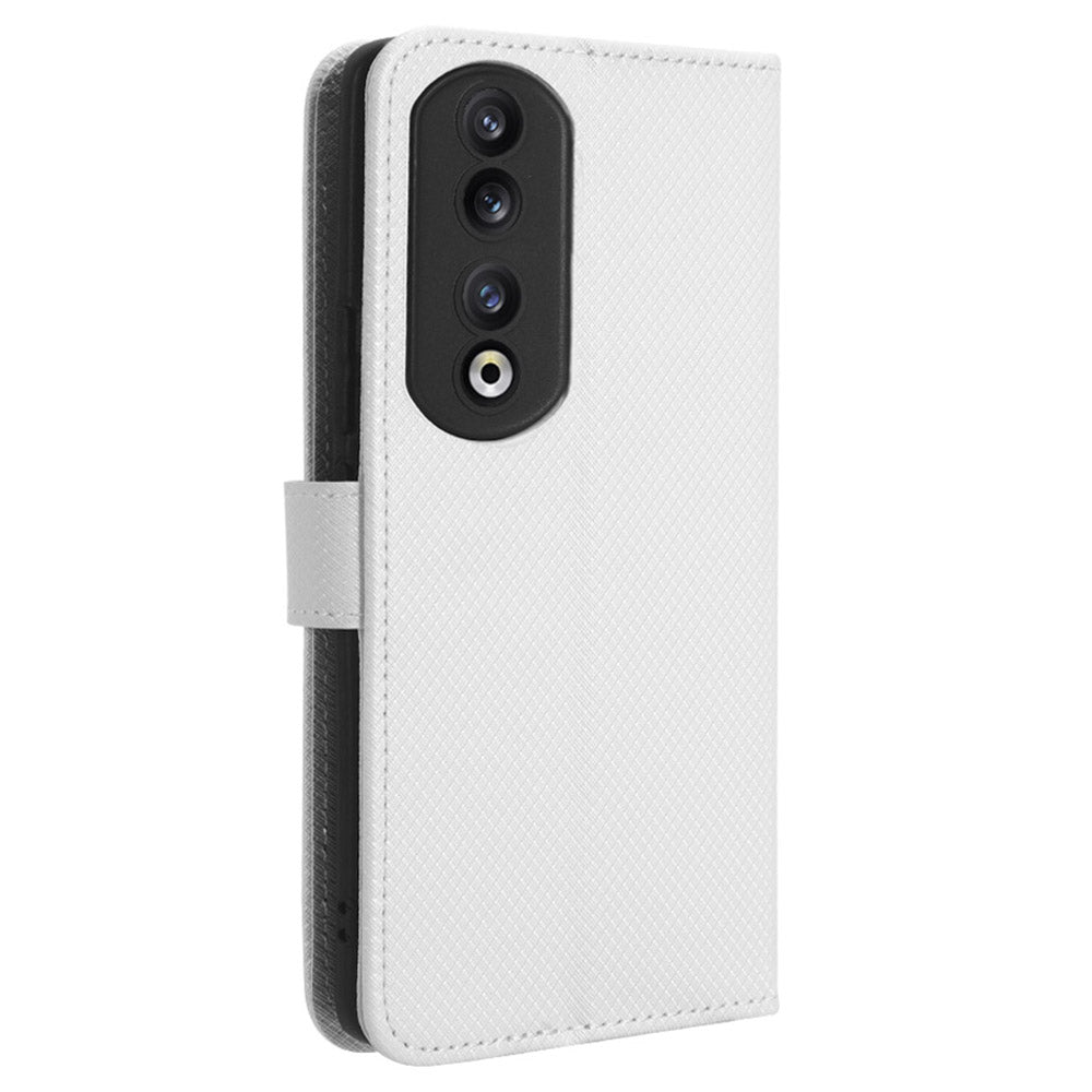 For Honor 90 TPU + PU Leather Cell Phone Case Stand Wallet Diamond Texture Cover