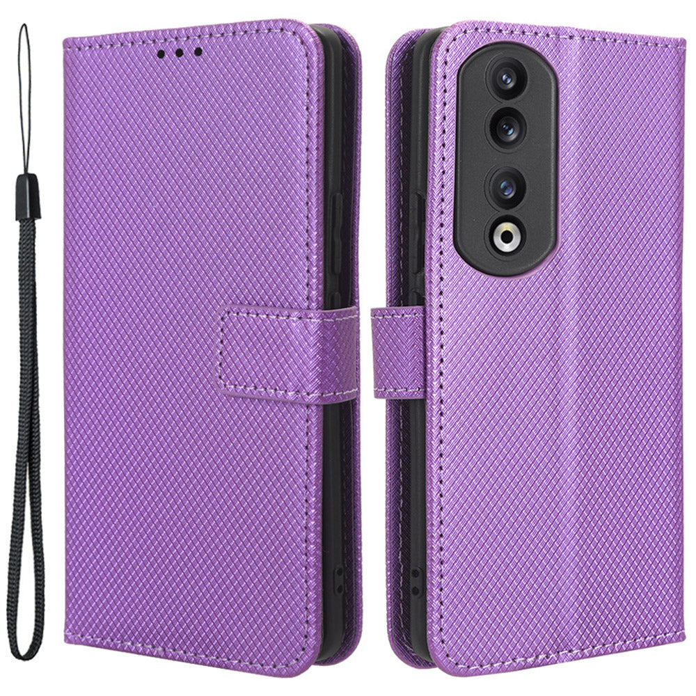 For Honor 90 TPU + PU Leather Cell Phone Case Stand Wallet Diamond Texture Cover