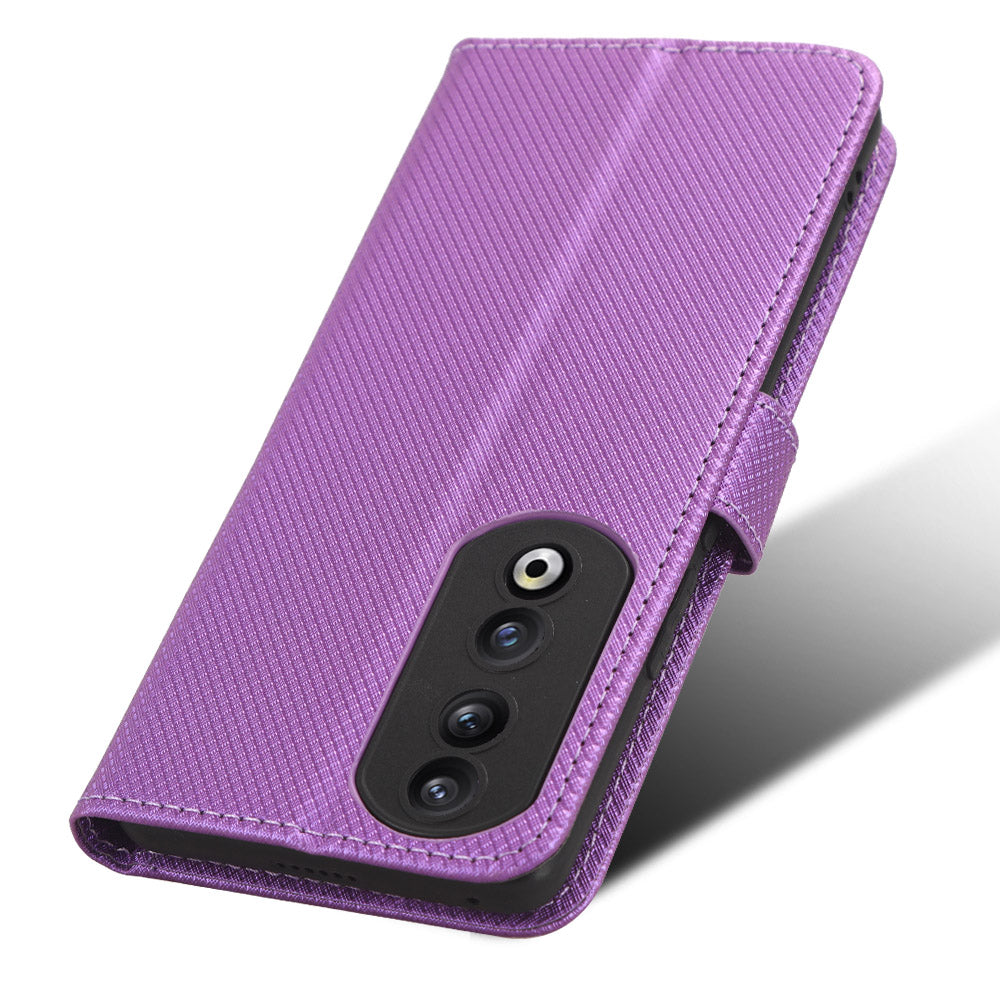 For Honor 90 TPU + PU Leather Cell Phone Case Stand Wallet Diamond Texture Cover