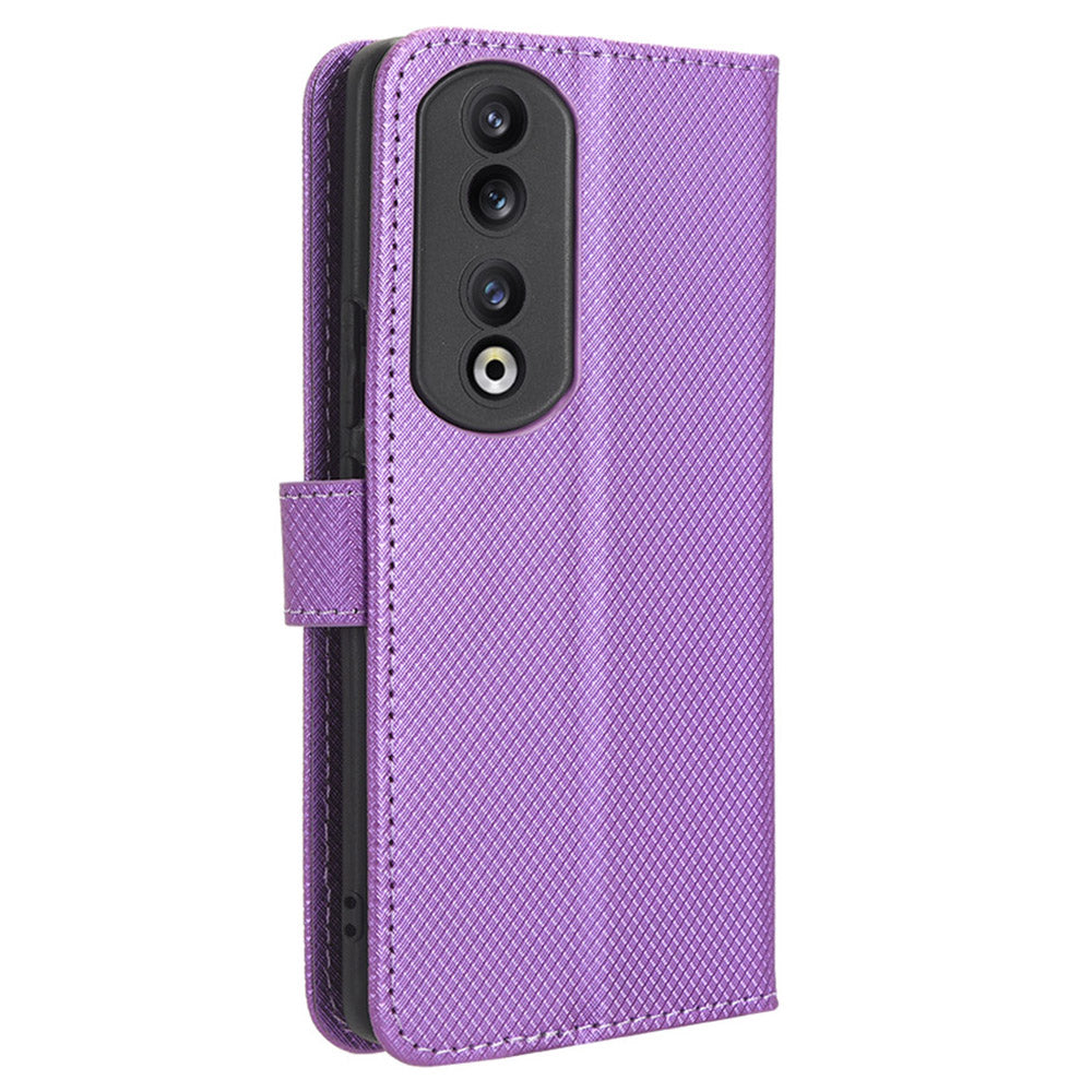 For Honor 90 TPU + PU Leather Cell Phone Case Stand Wallet Diamond Texture Cover