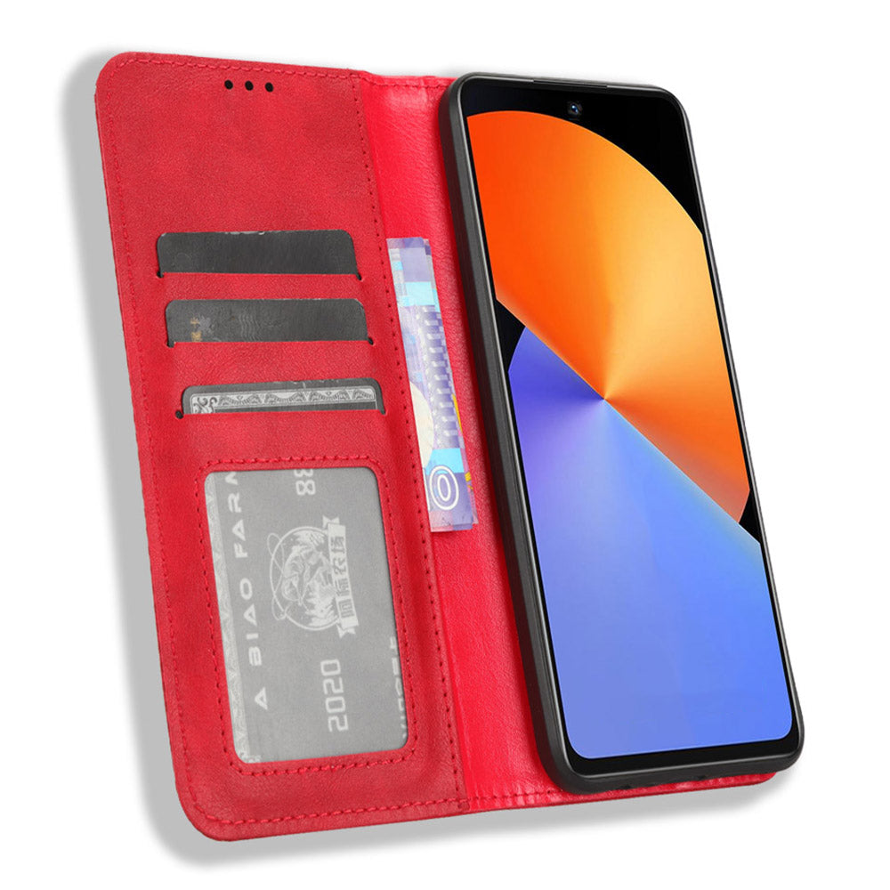 For Infinix Note 30i 4G Anti-Scratch Phone Cover Magnetic PU Leather Retro Stand Wallet Phone Case