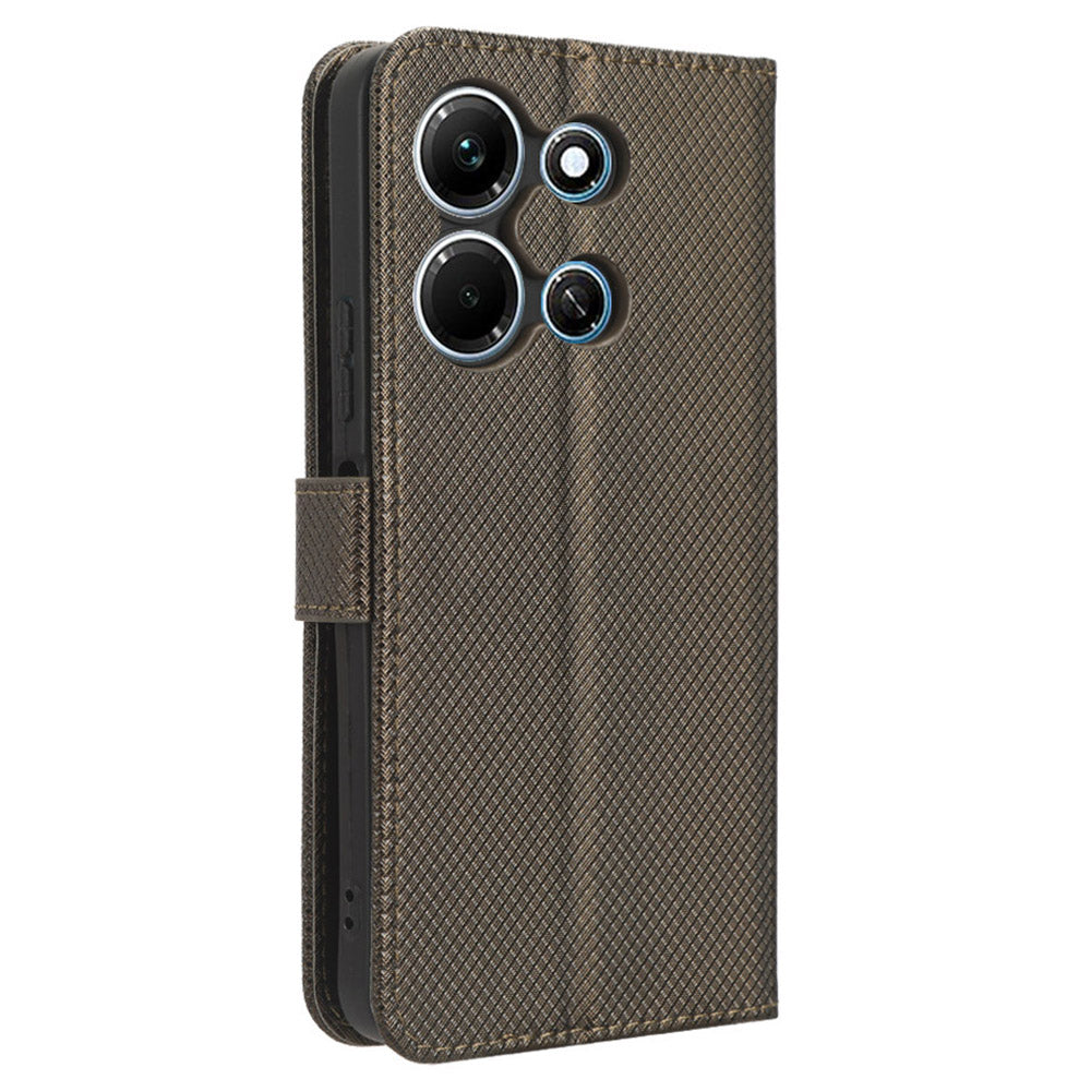 For Infinix Note 30i 4G Shockproof Phone Case Stand Wallet Diamond Texture Phone Shell PU Leather Cover