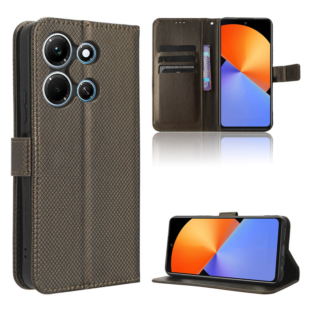 For Infinix Note 30i 4G Shockproof Phone Case Stand Wallet Diamond Texture Phone Shell PU Leather Cover