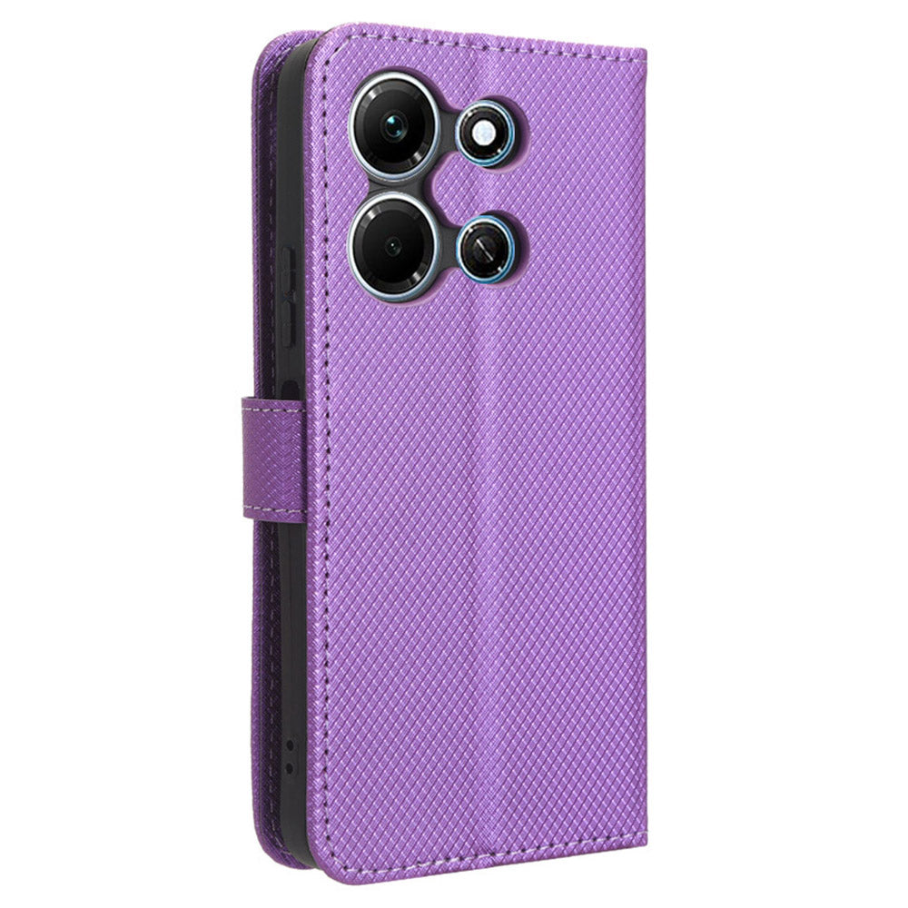 For Infinix Note 30i 4G Shockproof Phone Case Stand Wallet Diamond Texture Phone Shell PU Leather Cover