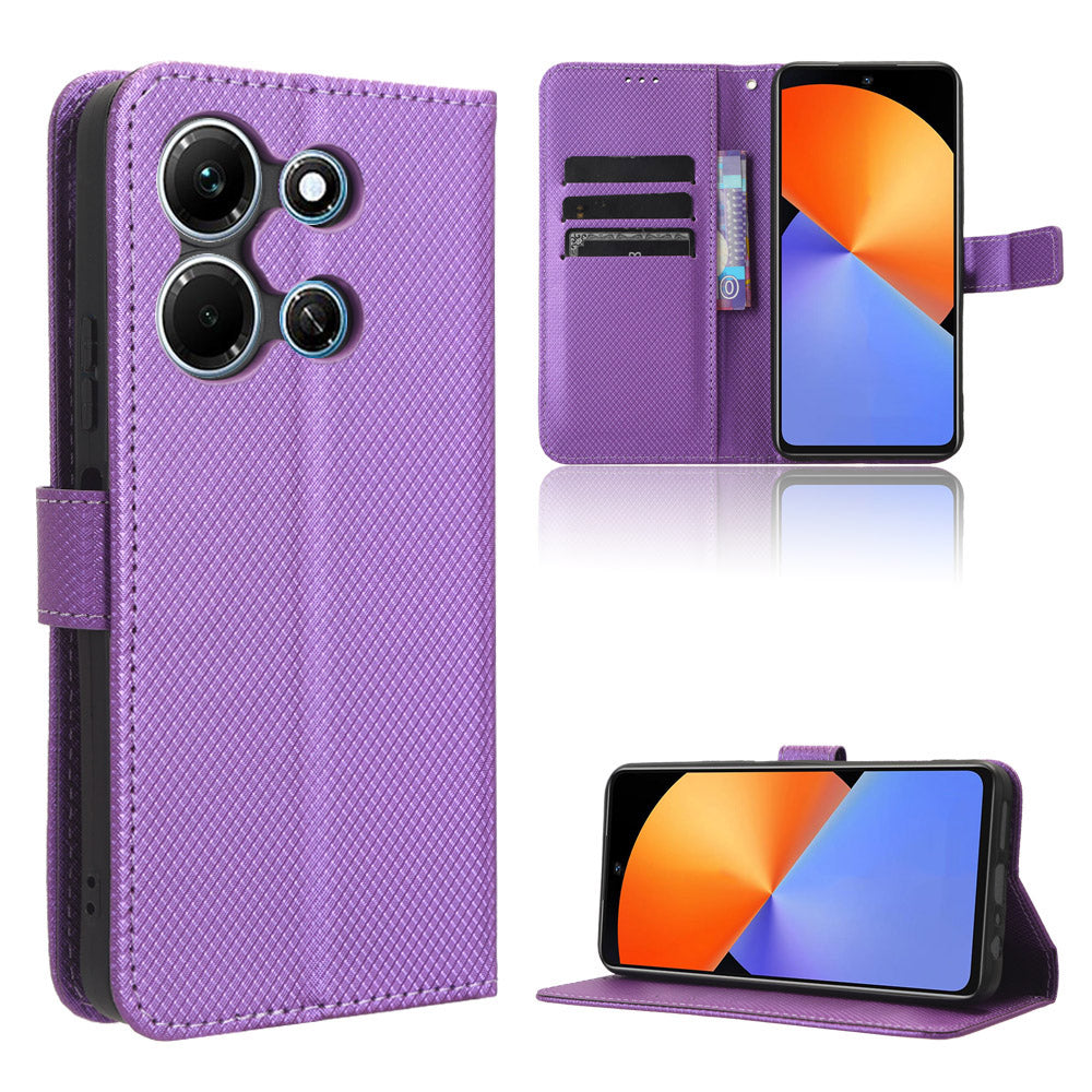 For Infinix Note 30i 4G Shockproof Phone Case Stand Wallet Diamond Texture Phone Shell PU Leather Cover