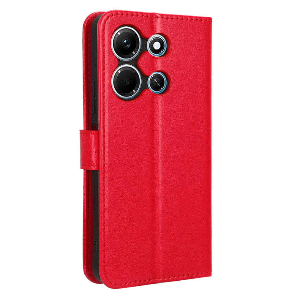 For Infinix Note 30i 4G Anti-Dust Phone Cover Wallet Crazy Horse Texture Stand PU Leather Flip Case Shell
