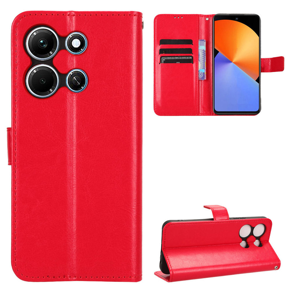 For Infinix Note 30i 4G Anti-Dust Phone Cover Wallet Crazy Horse Texture Stand PU Leather Flip Case Shell