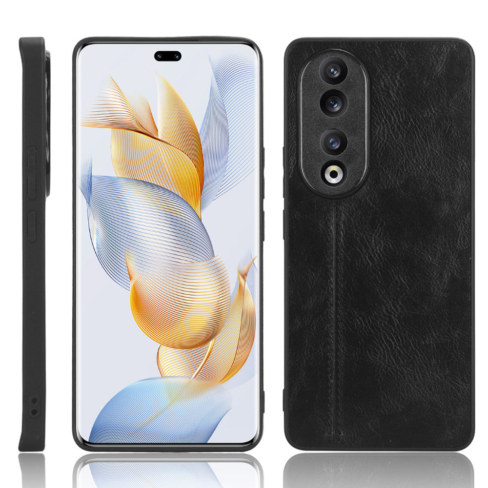 For Honor 90 PU Leather Coated TPU+PC Phone Case Cowhide Texture Shockproof Cover