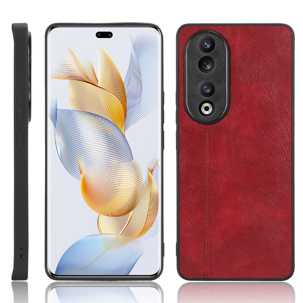 For Honor 90 PU Leather Coated TPU+PC Phone Case Cowhide Texture Shockproof Cover