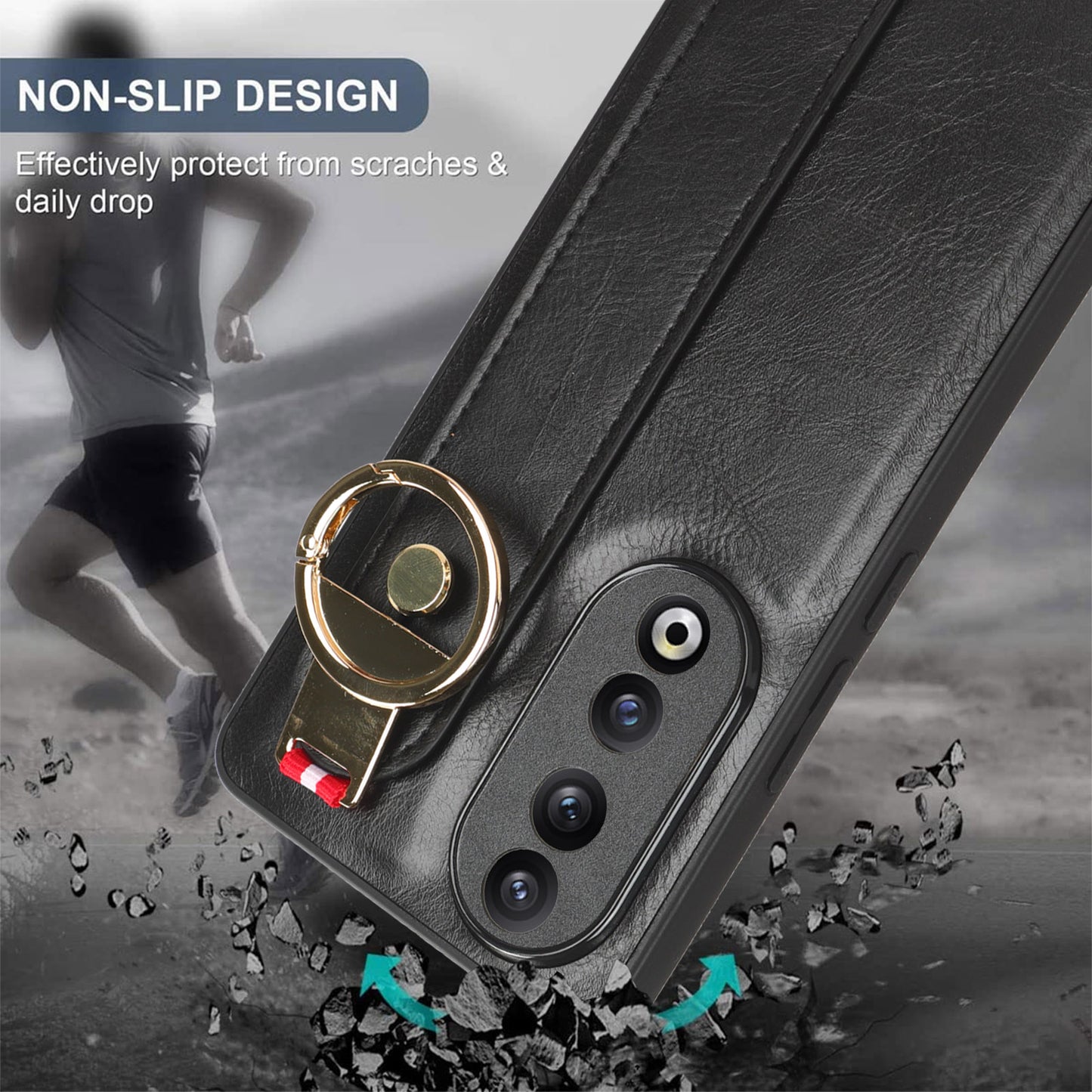For Honor 90 Pro Wristband Kickstand Protective Case Bottle Opener Design PU Leather+PC+TPU Phone Cover