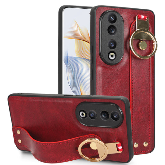 For Honor 90 Pro Wristband Kickstand Protective Case Bottle Opener Design PU Leather+PC+TPU Phone Cover
