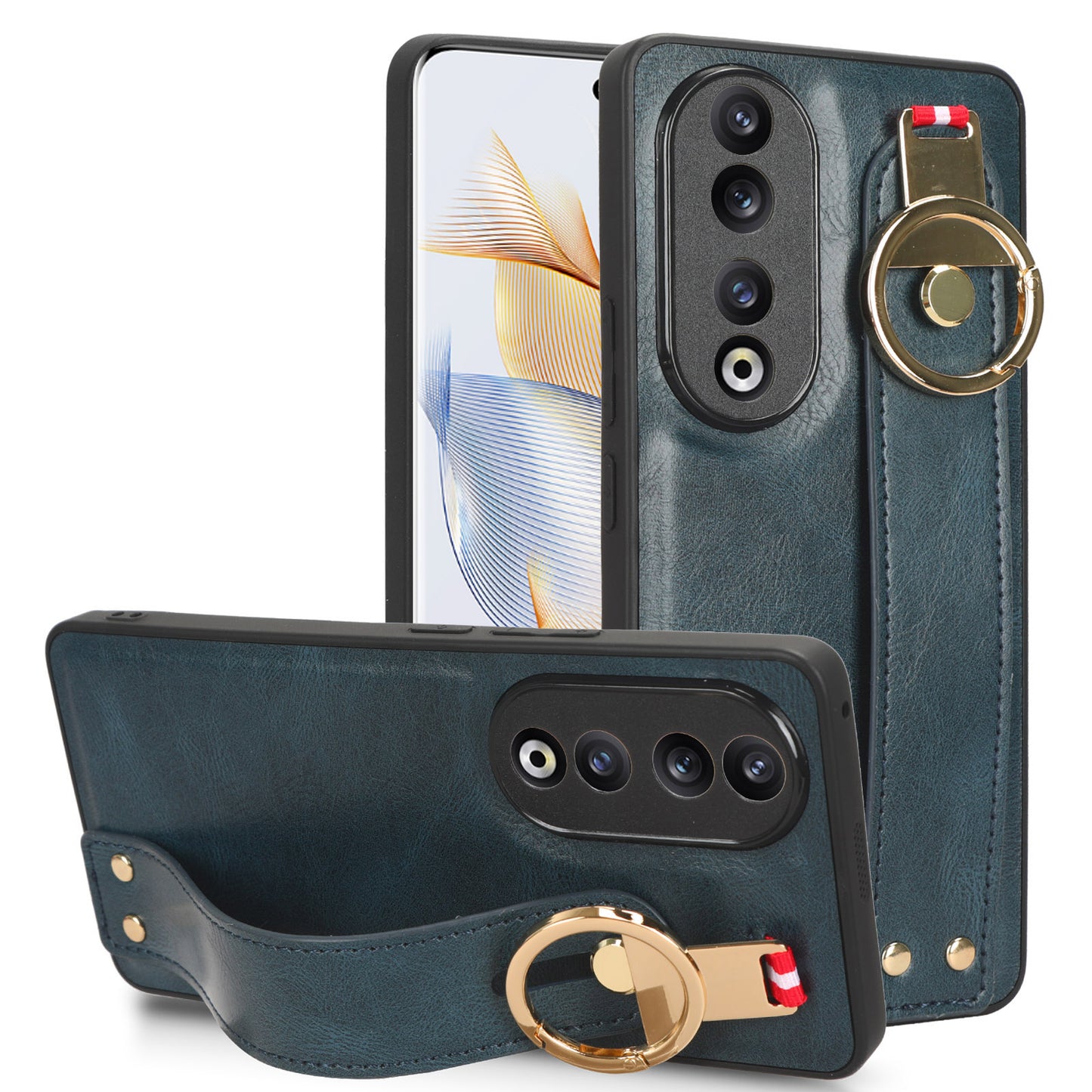 For Honor 90 Pro Wristband Kickstand Protective Case Bottle Opener Design PU Leather+PC+TPU Phone Cover