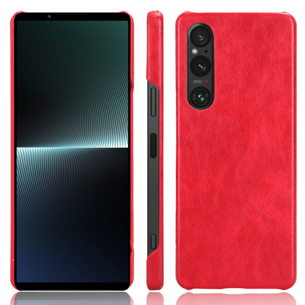 For Sony Xperia 1 V PU Leather + Hard PC Shell Litchi Texture Ultra Thin Protective Phone Case