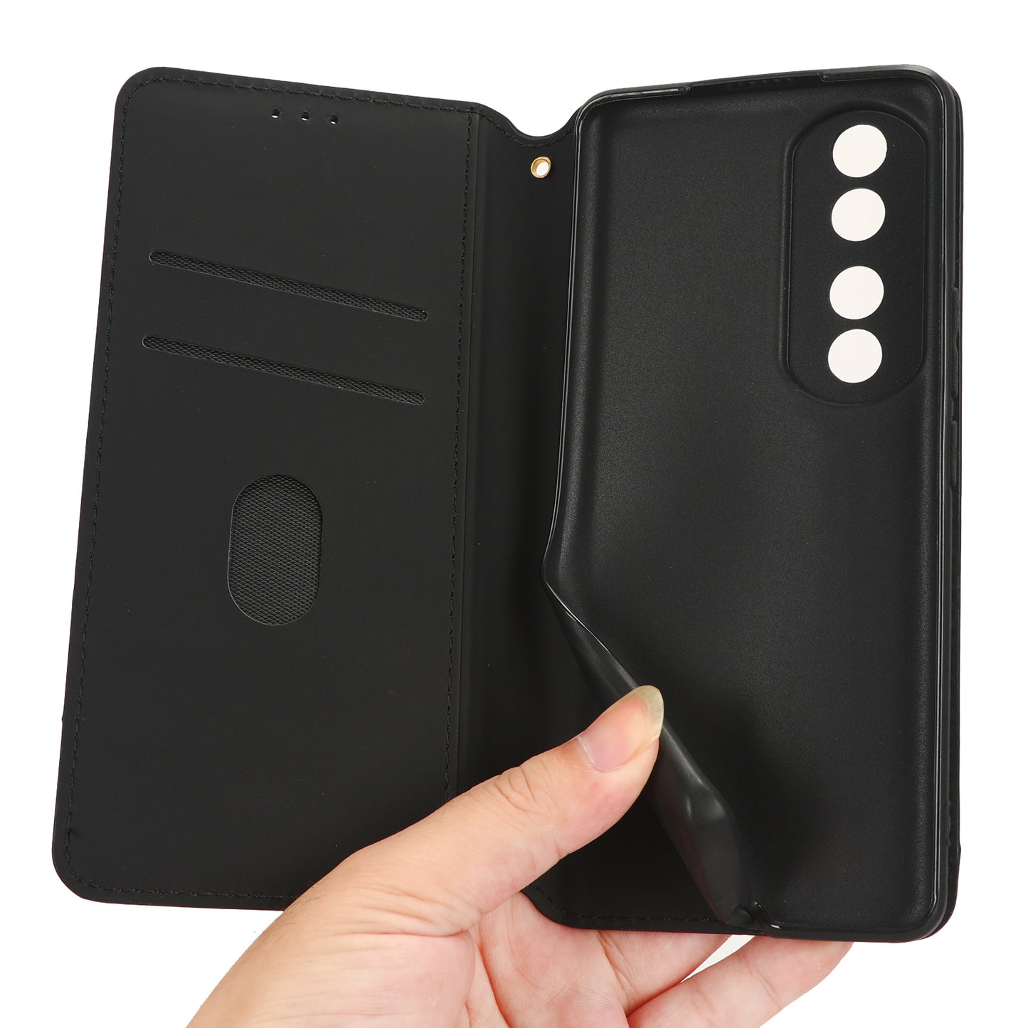 For Honor 90 Pro Anti-Scratch PU Leather Stand Case Shockproof Imprinted Rhombus Phone Cover