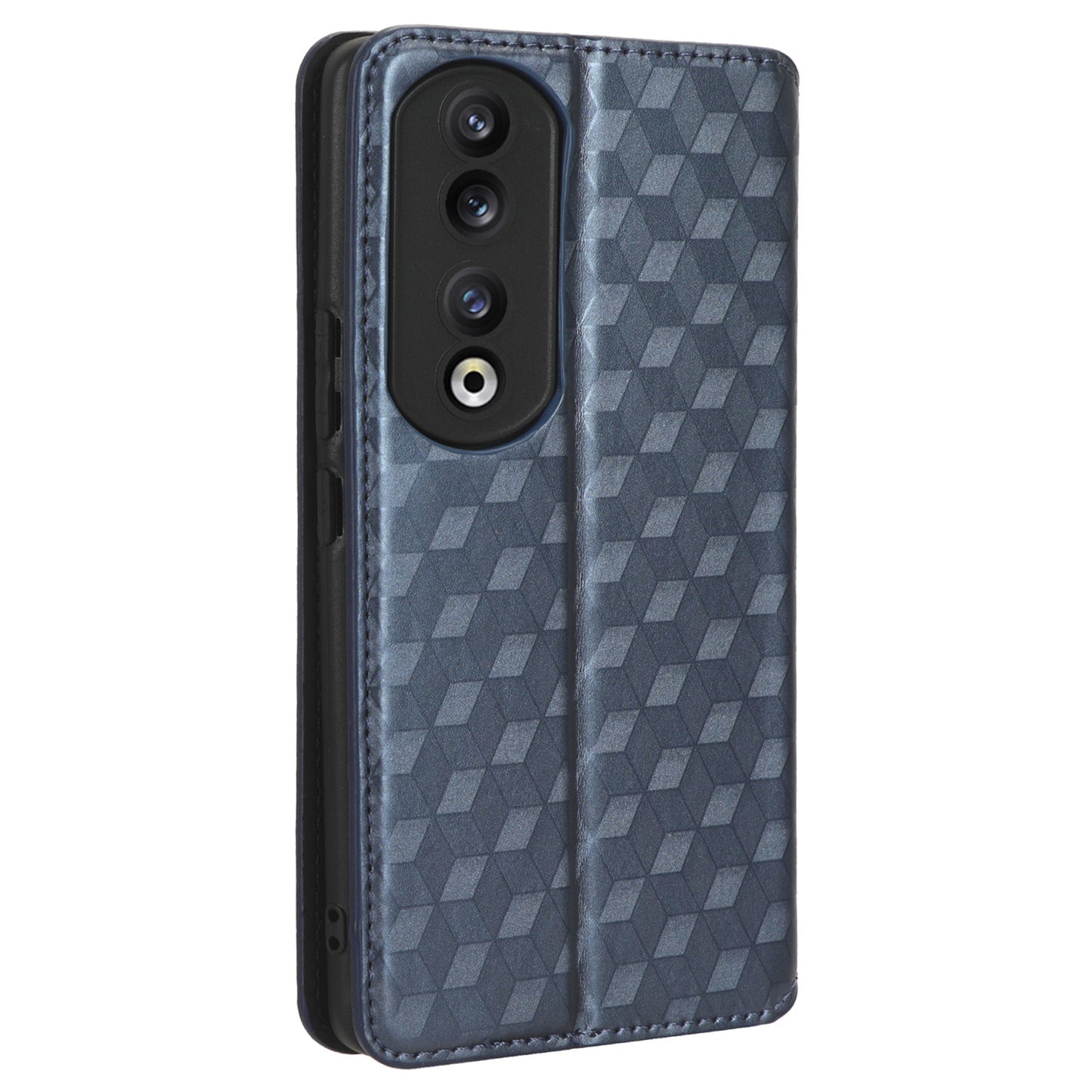 For Honor 90 Pro Anti-Scratch PU Leather Stand Case Shockproof Imprinted Rhombus Phone Cover