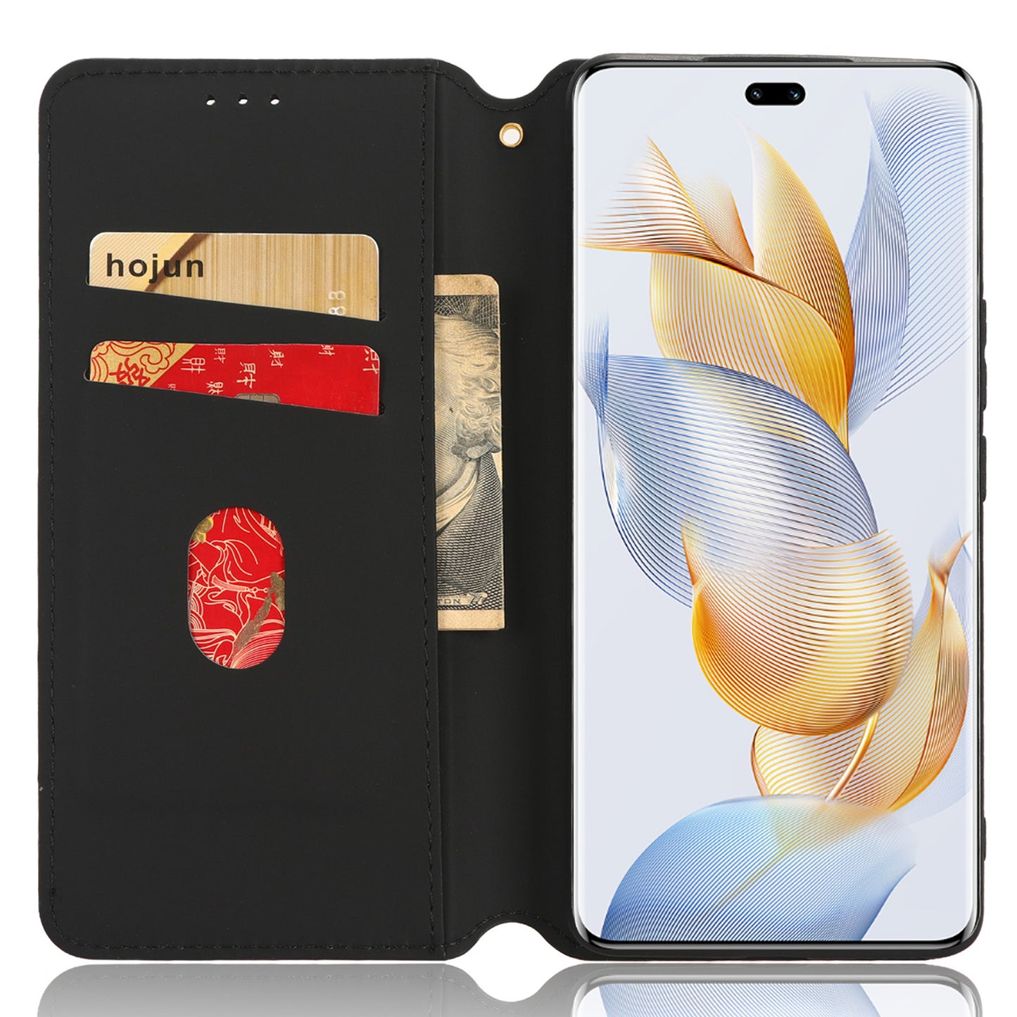 For Honor 90 Pro Anti-Scratch PU Leather Stand Case Shockproof Imprinted Rhombus Phone Cover