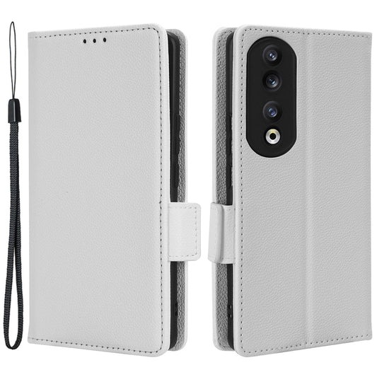 Phone Case for Honor 90 Pro , Litchi Texture Wallet Stand Folio Flip Leather Cell Phone Cover
