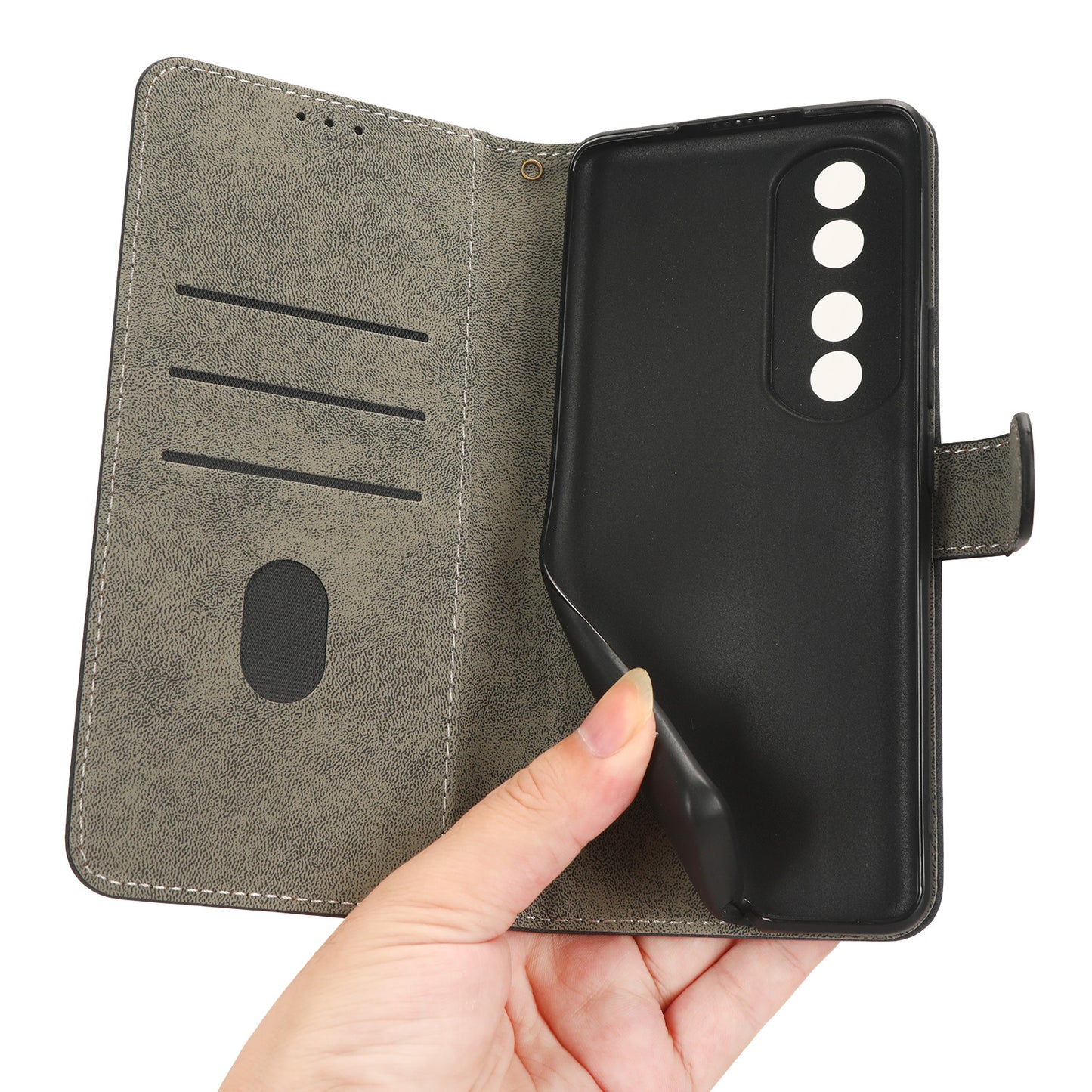 For Honor 90 Pro Anti-Scratch Wallet Phone Cover RFID Blocking PU Leather Stand Phone Case