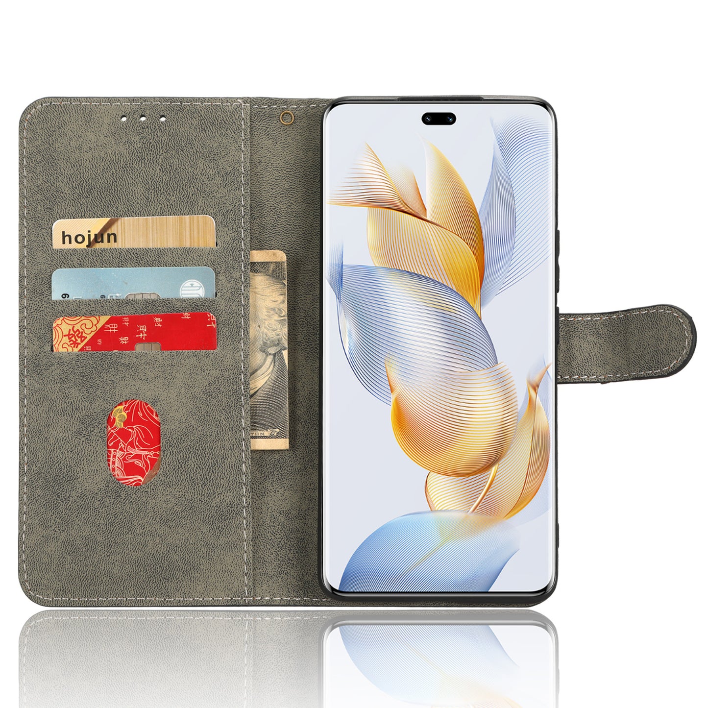 For Honor 90 Pro Anti-Scratch Wallet Phone Cover RFID Blocking PU Leather Stand Phone Case
