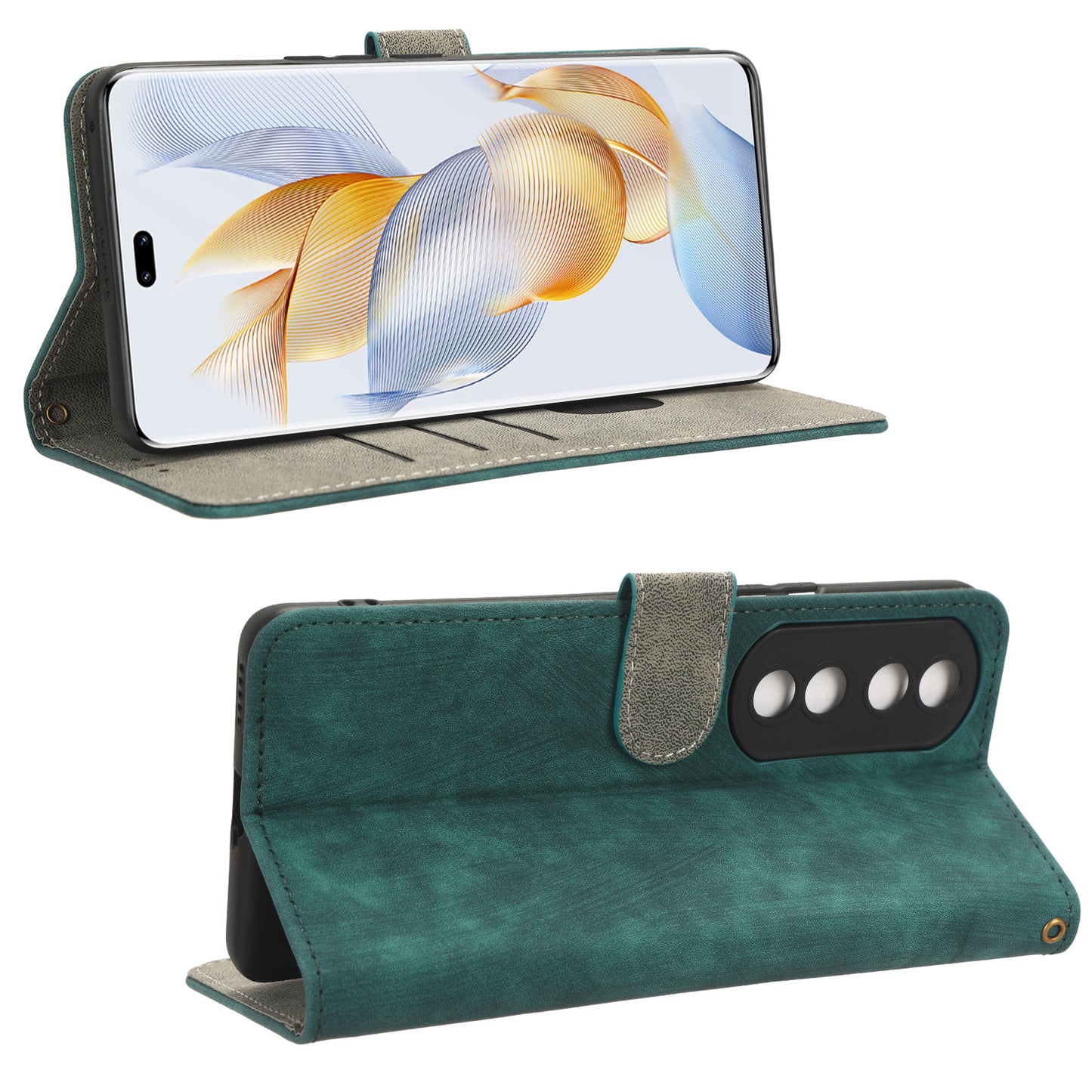 For Honor 90 Pro Anti-Scratch Wallet Phone Cover RFID Blocking PU Leather Stand Phone Case