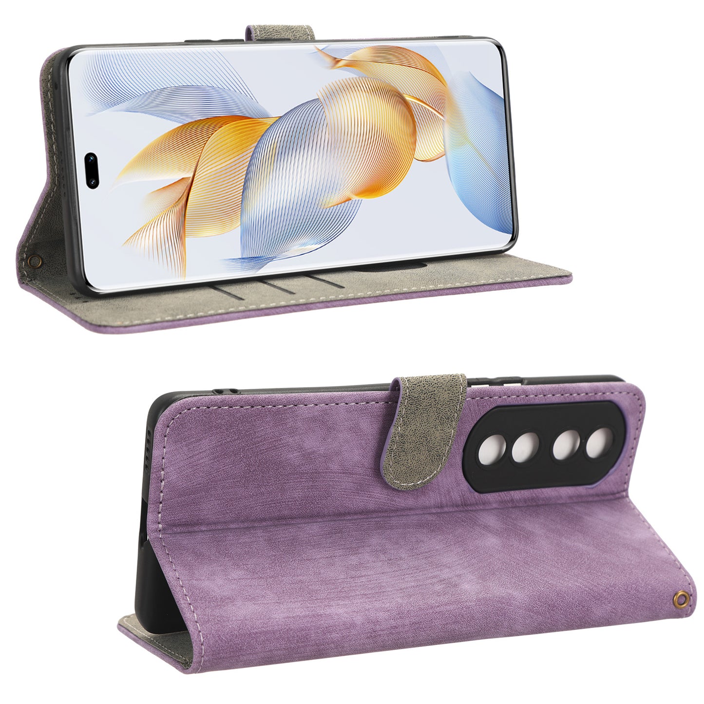 For Honor 90 Pro Anti-Scratch Wallet Phone Cover RFID Blocking PU Leather Stand Phone Case