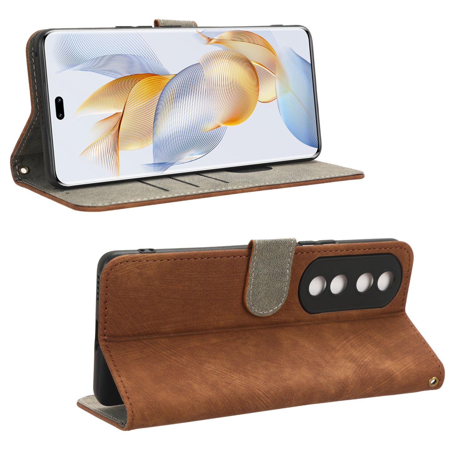 For Honor 90 Pro Anti-Scratch Wallet Phone Cover RFID Blocking PU Leather Stand Phone Case