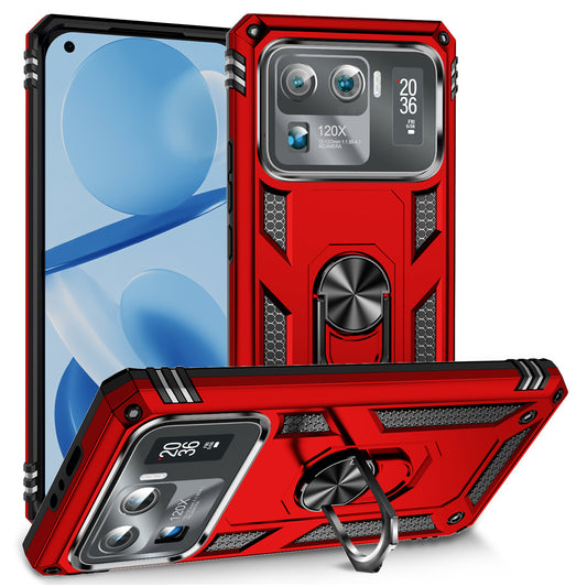 For Xiaomi Mi 11 Ultra PC+TPU Anti-scratch Phone Case Car Mount Holder Kickstand Cover