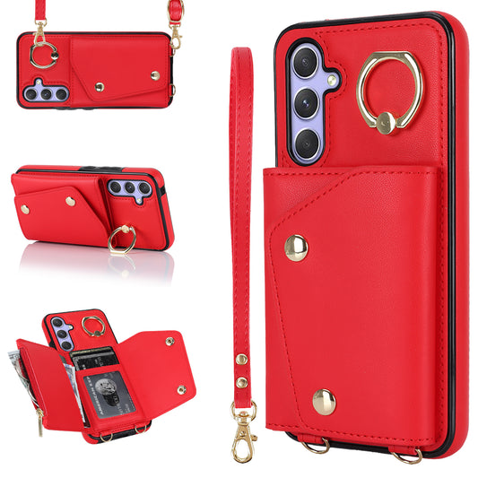 For Samsung Galaxy A54 5G Zipper Wallet Leather Coated TPU Case Rotary Ring Kickstand Phone Cover