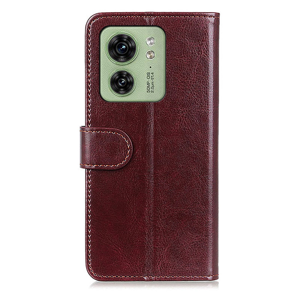 For Motorola Edge 40 5G Shockproof PU Leather Flip Cover Crazy Horse Texture Stand Wallet Phone Case