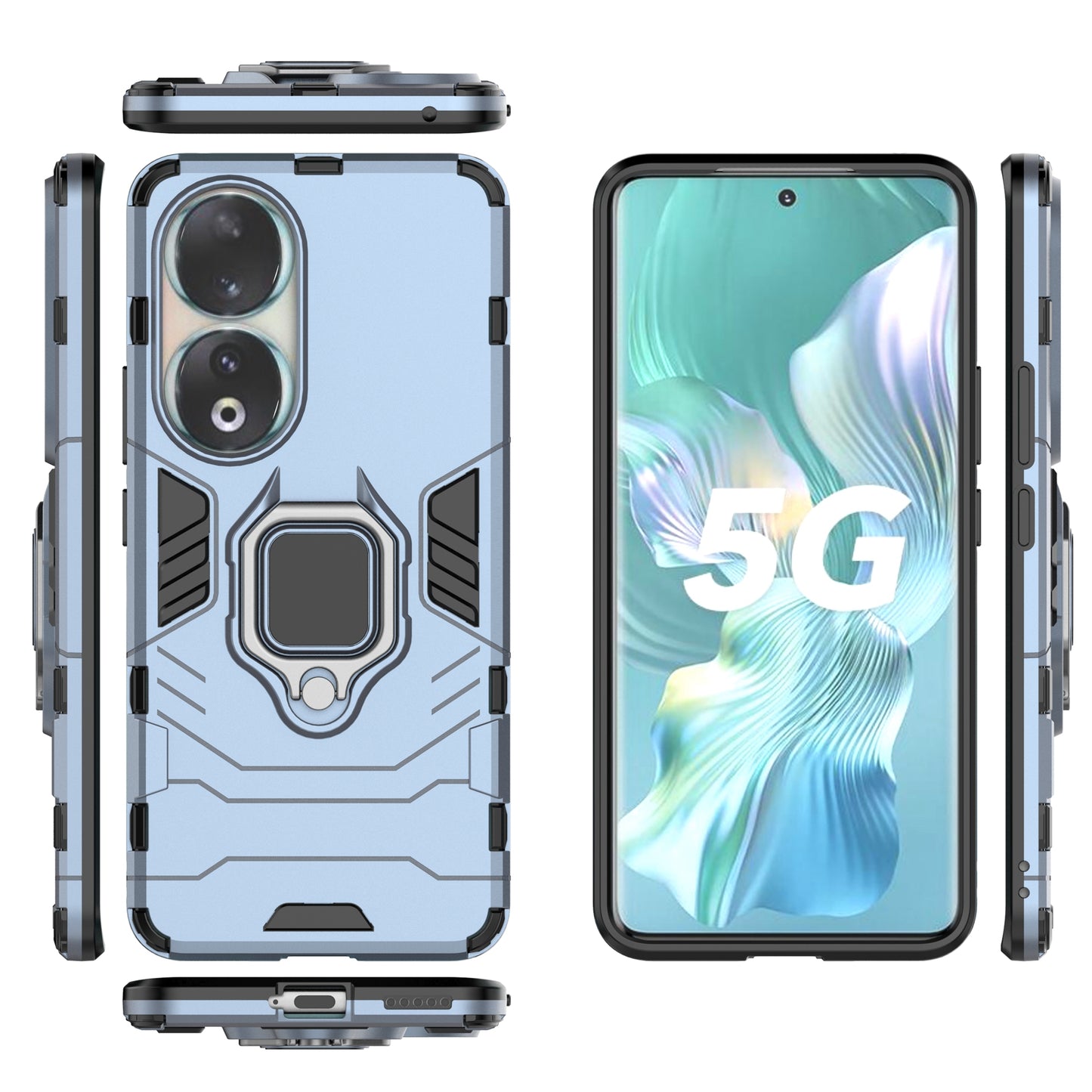 For Honor 90 Kickstand Cell Phone Case Soft TPU + Hard PC Anti-drop Mobile Phone Cover