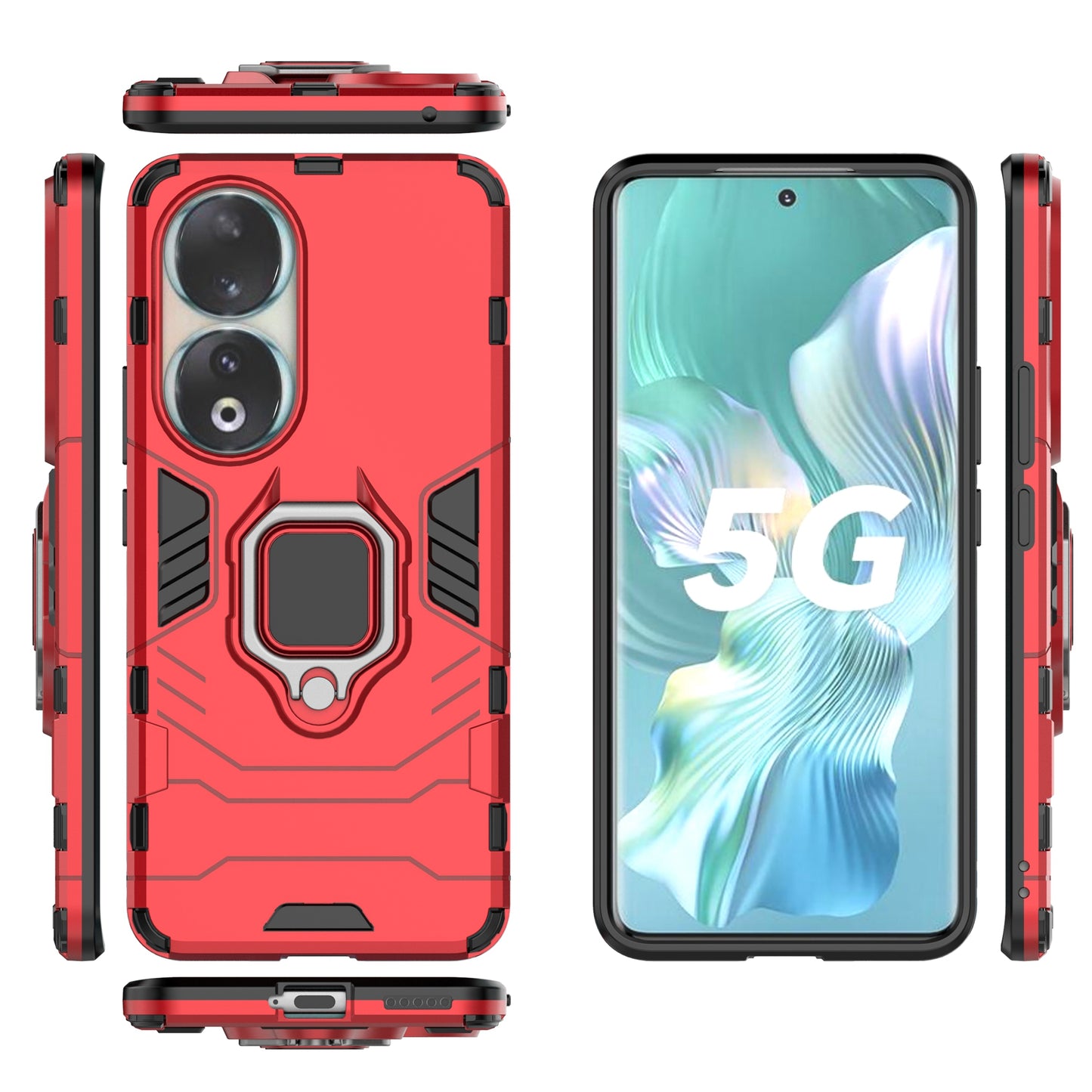 For Honor 90 Kickstand Cell Phone Case Soft TPU + Hard PC Anti-drop Mobile Phone Cover
