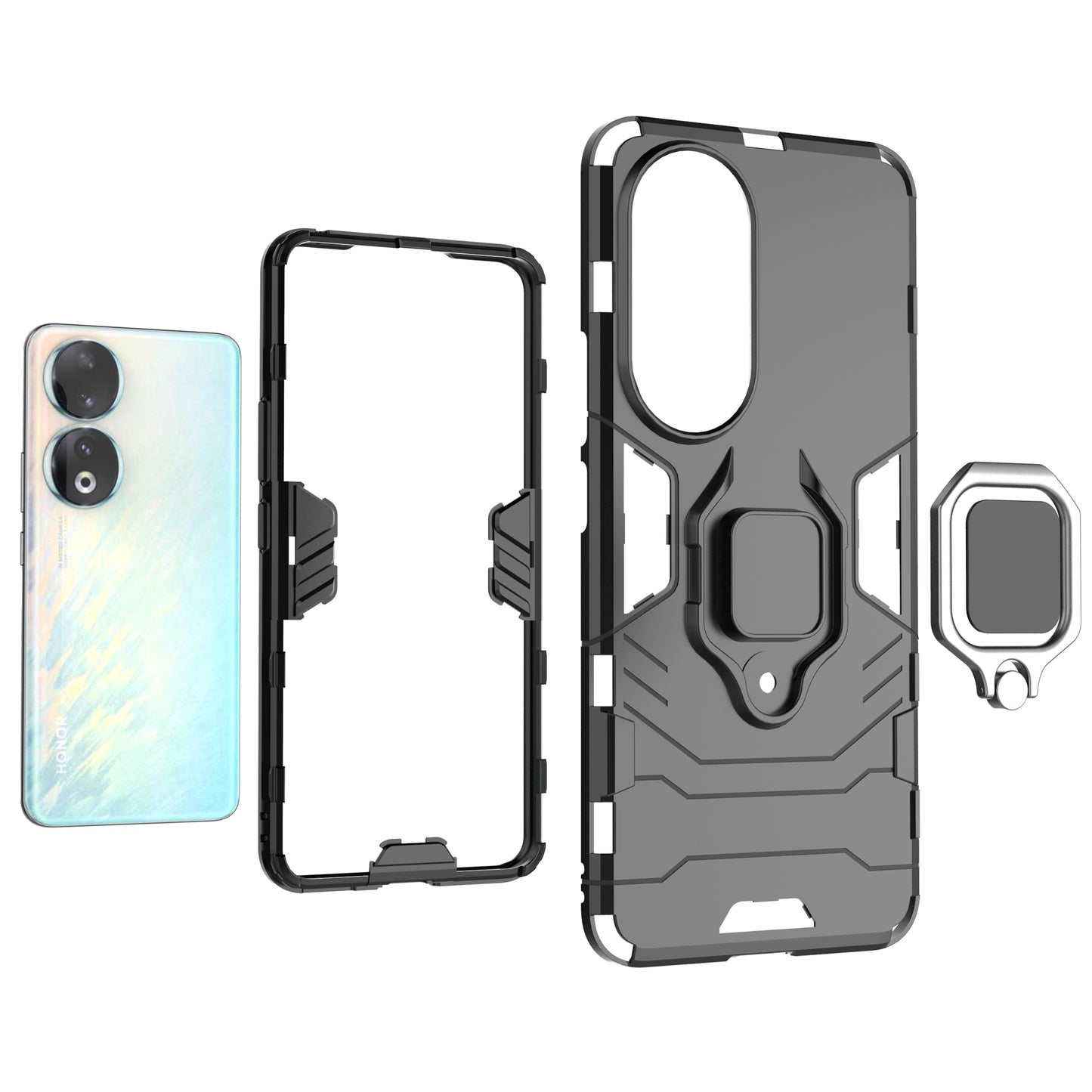 For Honor 90 Kickstand Cell Phone Case Soft TPU + Hard PC Anti-drop Mobile Phone Cover