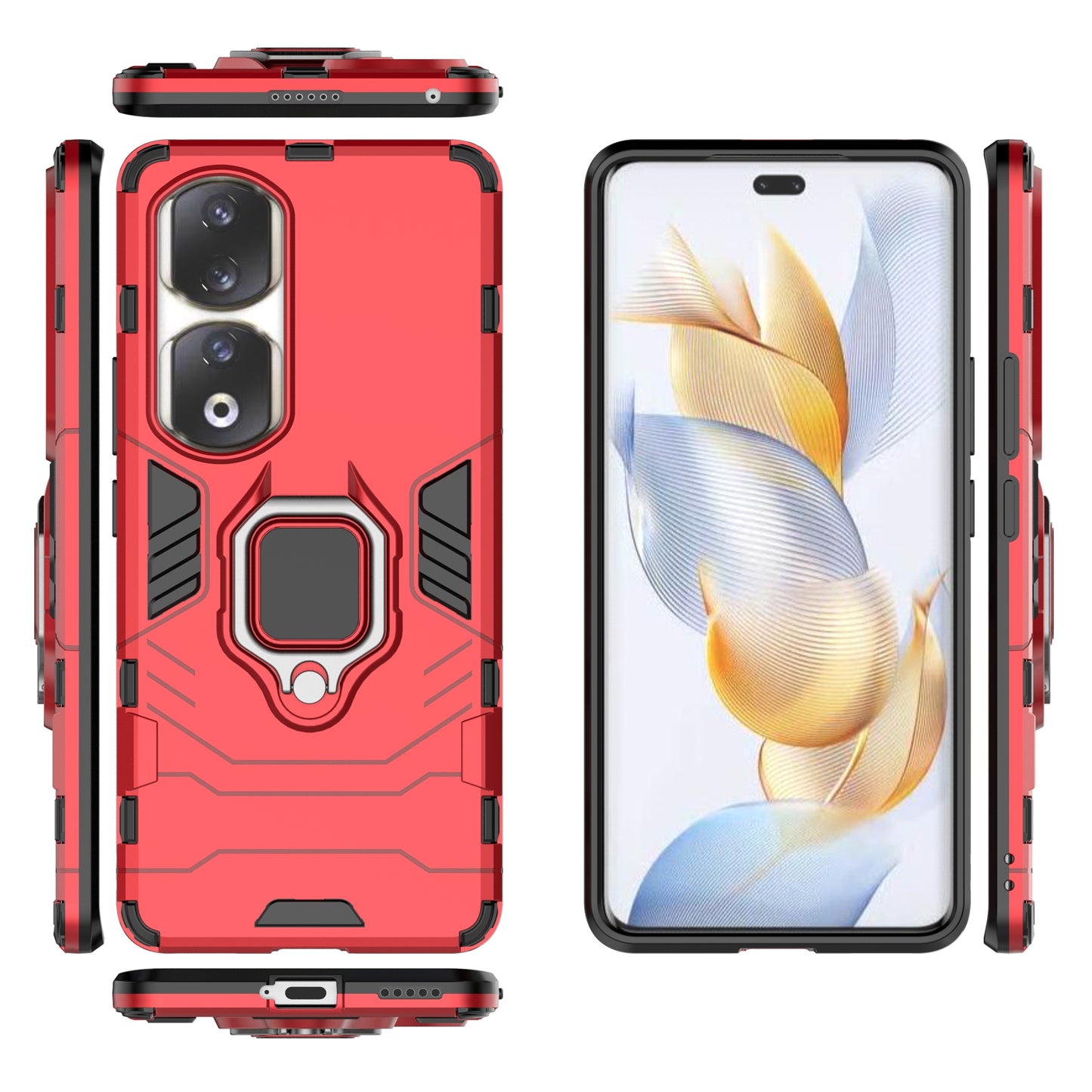 For Honor 90 Pro Cell Phone Case with Kickstand Soft TPU + Hard PC Mobile Phone Cover
