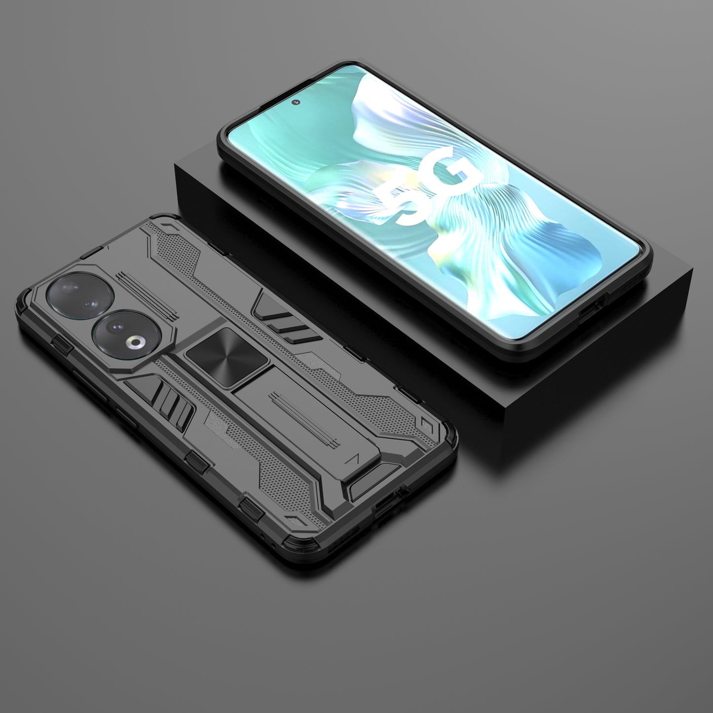 For Honor 90 Anti-drop Phone Cover with Kickstand Hard PC + Soft TPU Protective Case