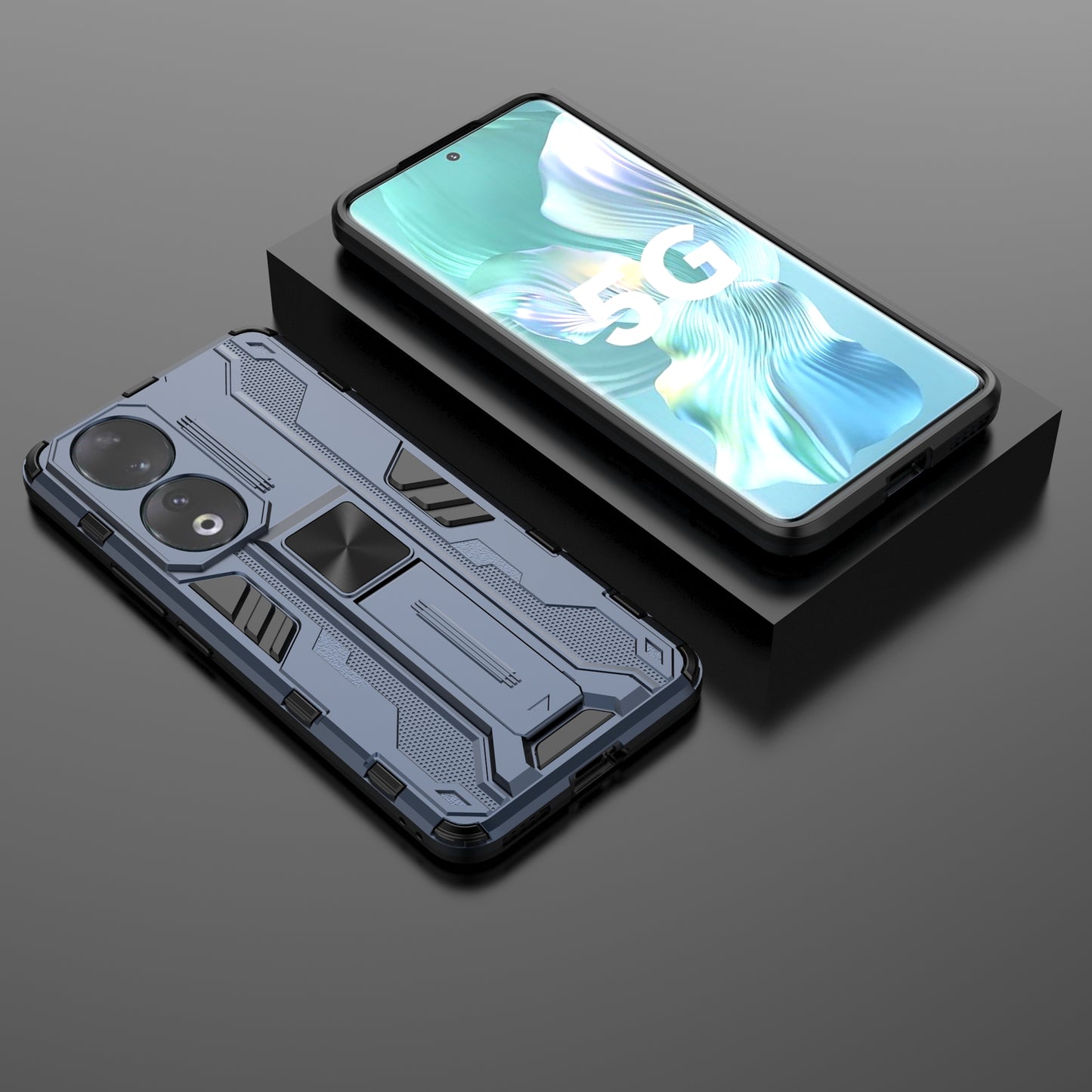 For Honor 90 Anti-drop Phone Cover with Kickstand Hard PC + Soft TPU Protective Case