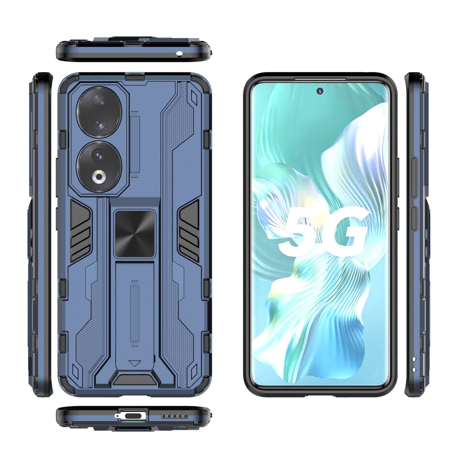 For Honor 90 Anti-drop Phone Cover with Kickstand Hard PC + Soft TPU Protective Case