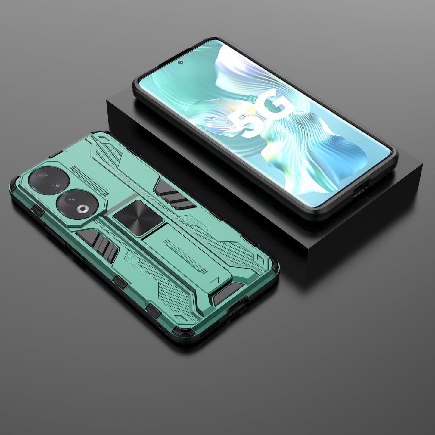 For Honor 90 Anti-drop Phone Cover with Kickstand Hard PC + Soft TPU Protective Case