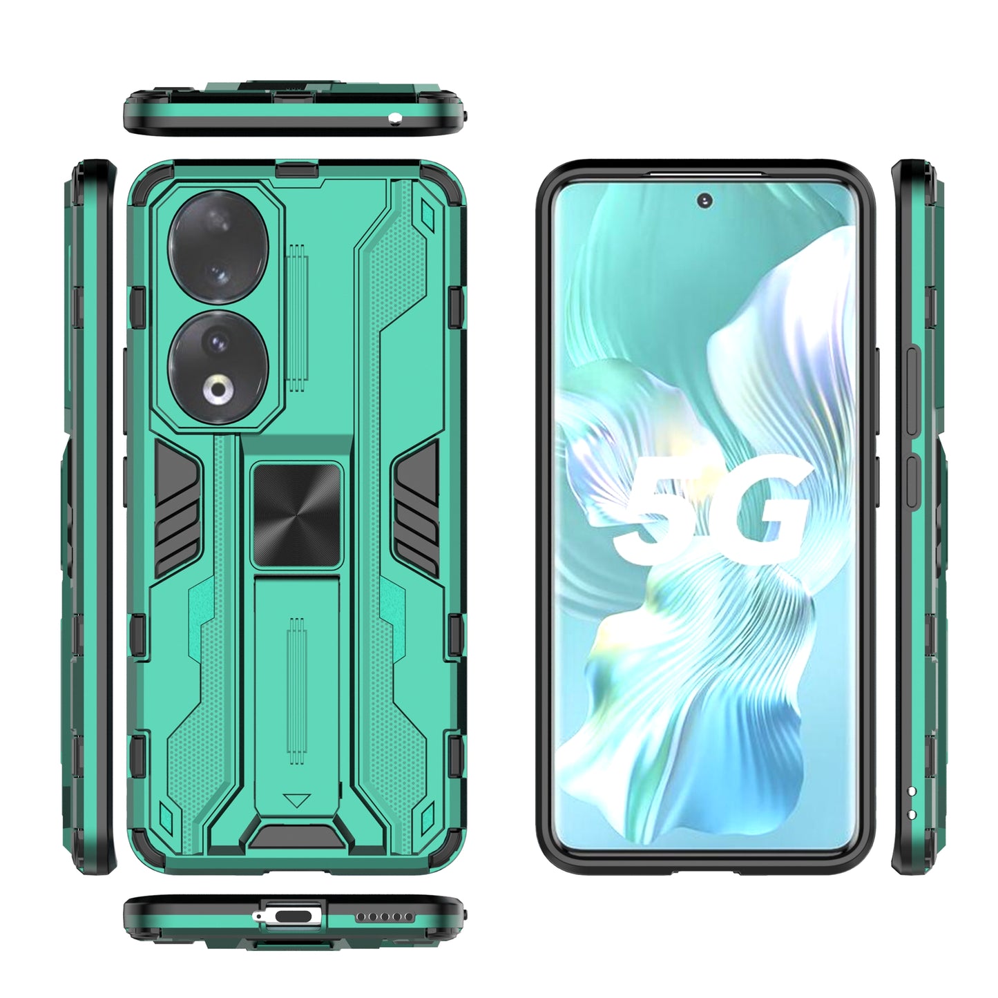 For Honor 90 Anti-drop Phone Cover with Kickstand Hard PC + Soft TPU Protective Case