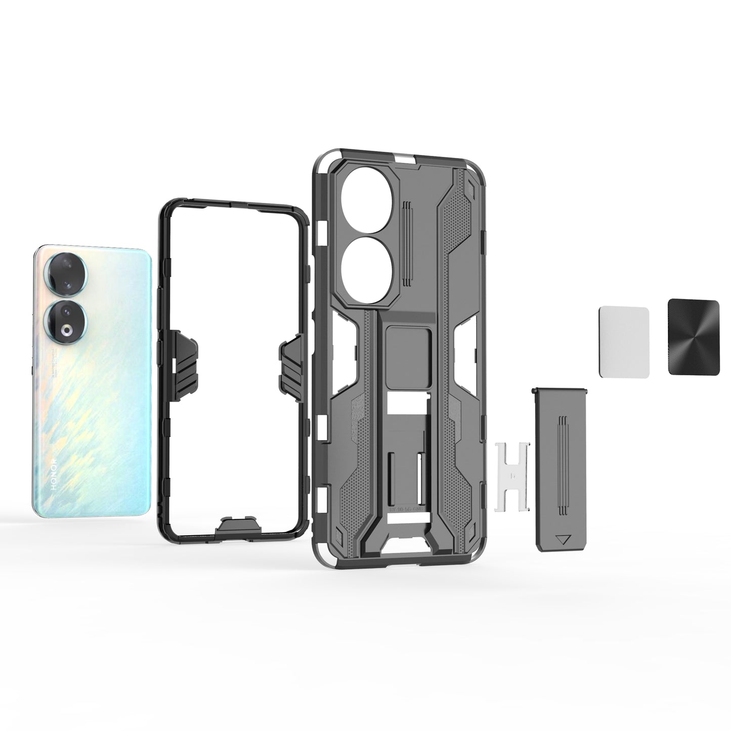 For Honor 90 Anti-drop Phone Cover with Kickstand Hard PC + Soft TPU Protective Case