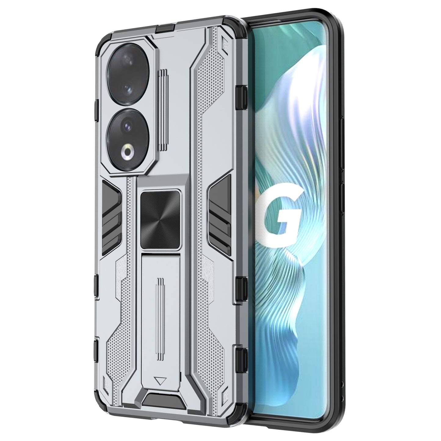 For Honor 90 Anti-drop Phone Cover with Kickstand Hard PC + Soft TPU Protective Case