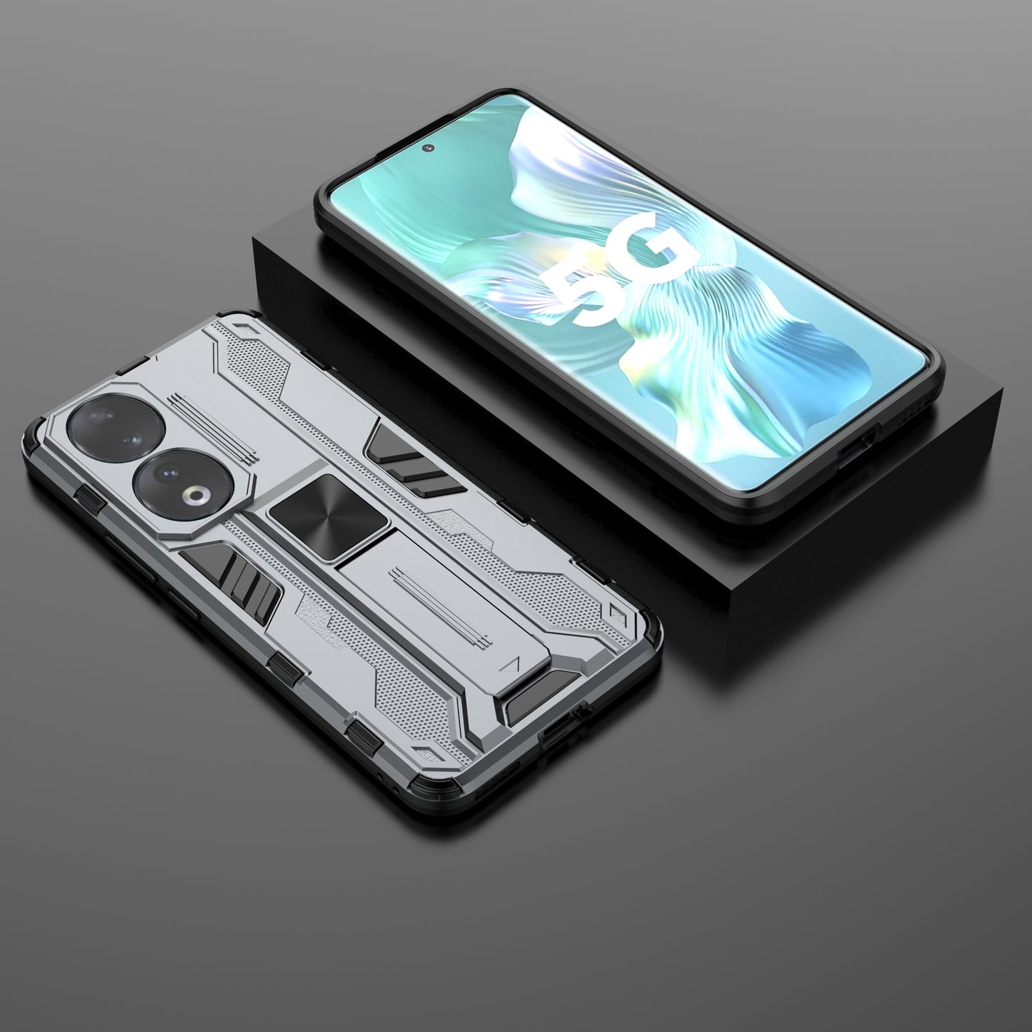 For Honor 90 Anti-drop Phone Cover with Kickstand Hard PC + Soft TPU Protective Case