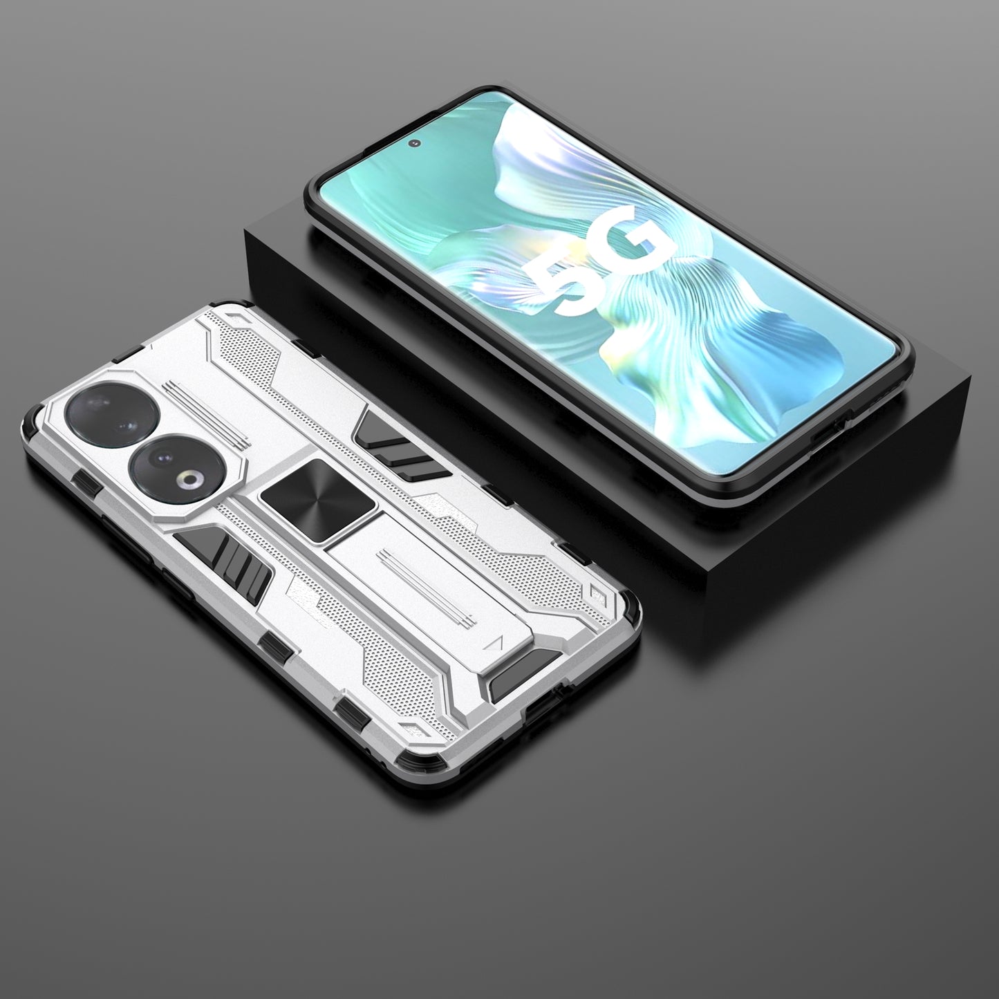 For Honor 90 Anti-drop Phone Cover with Kickstand Hard PC + Soft TPU Protective Case