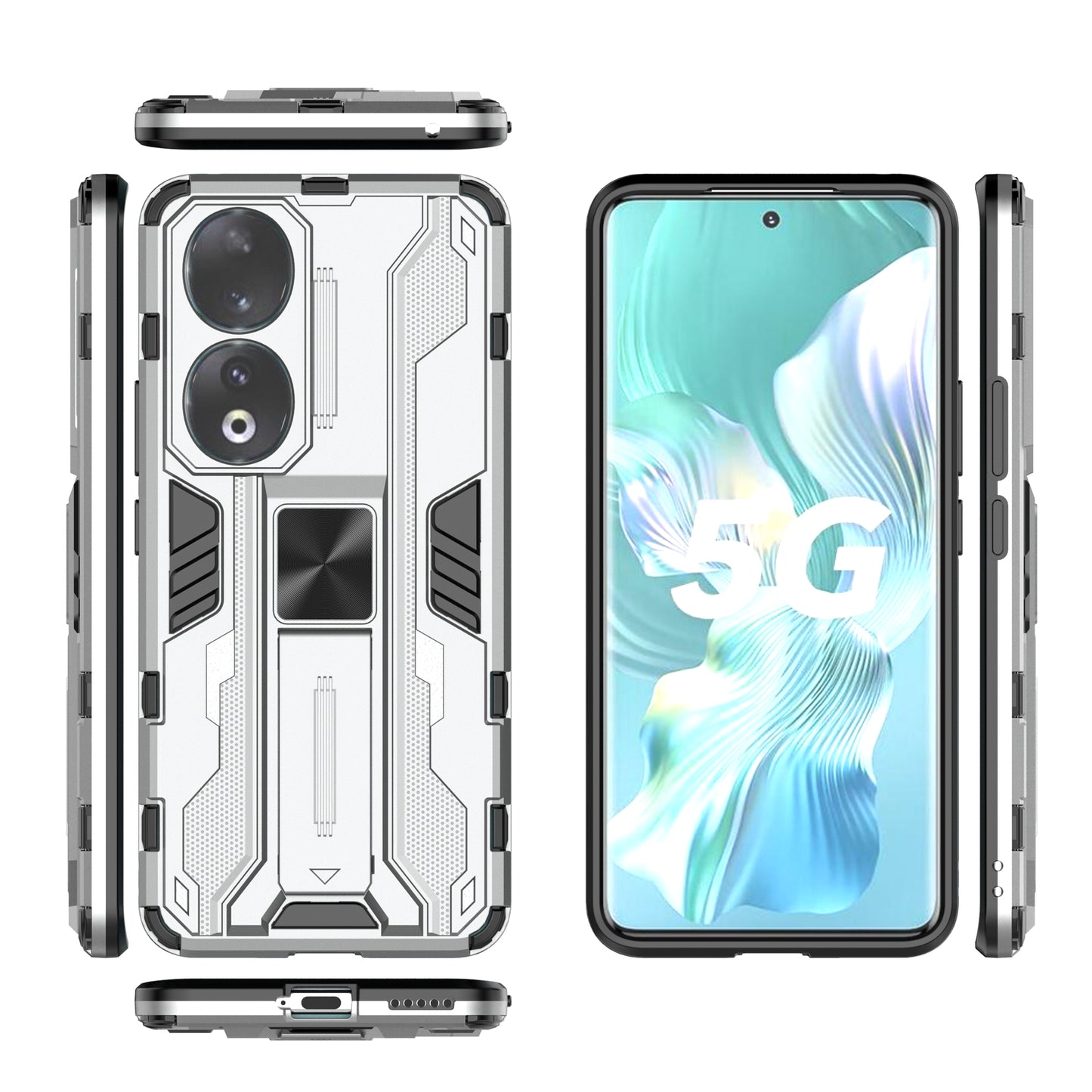 For Honor 90 Anti-drop Phone Cover with Kickstand Hard PC + Soft TPU Protective Case