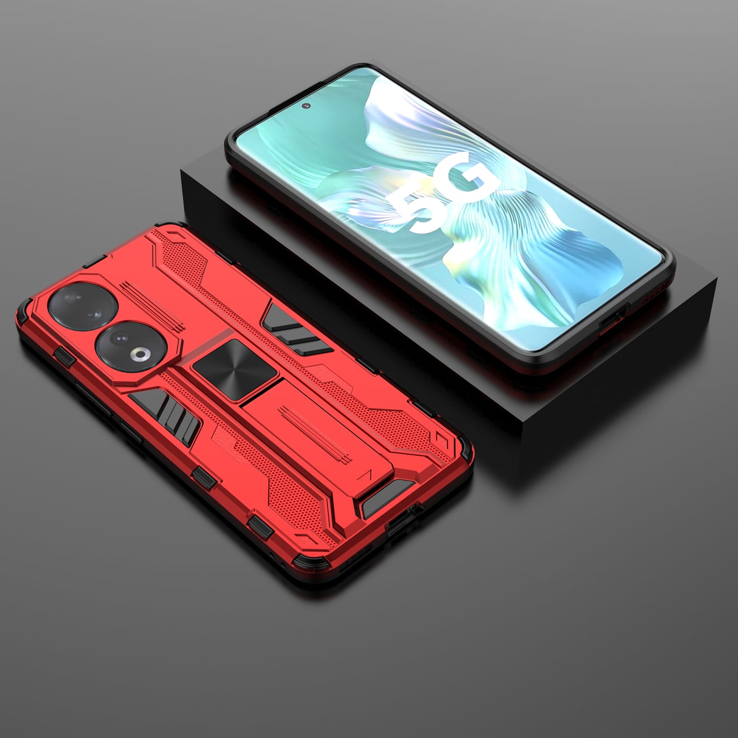 For Honor 90 Anti-drop Phone Cover with Kickstand Hard PC + Soft TPU Protective Case