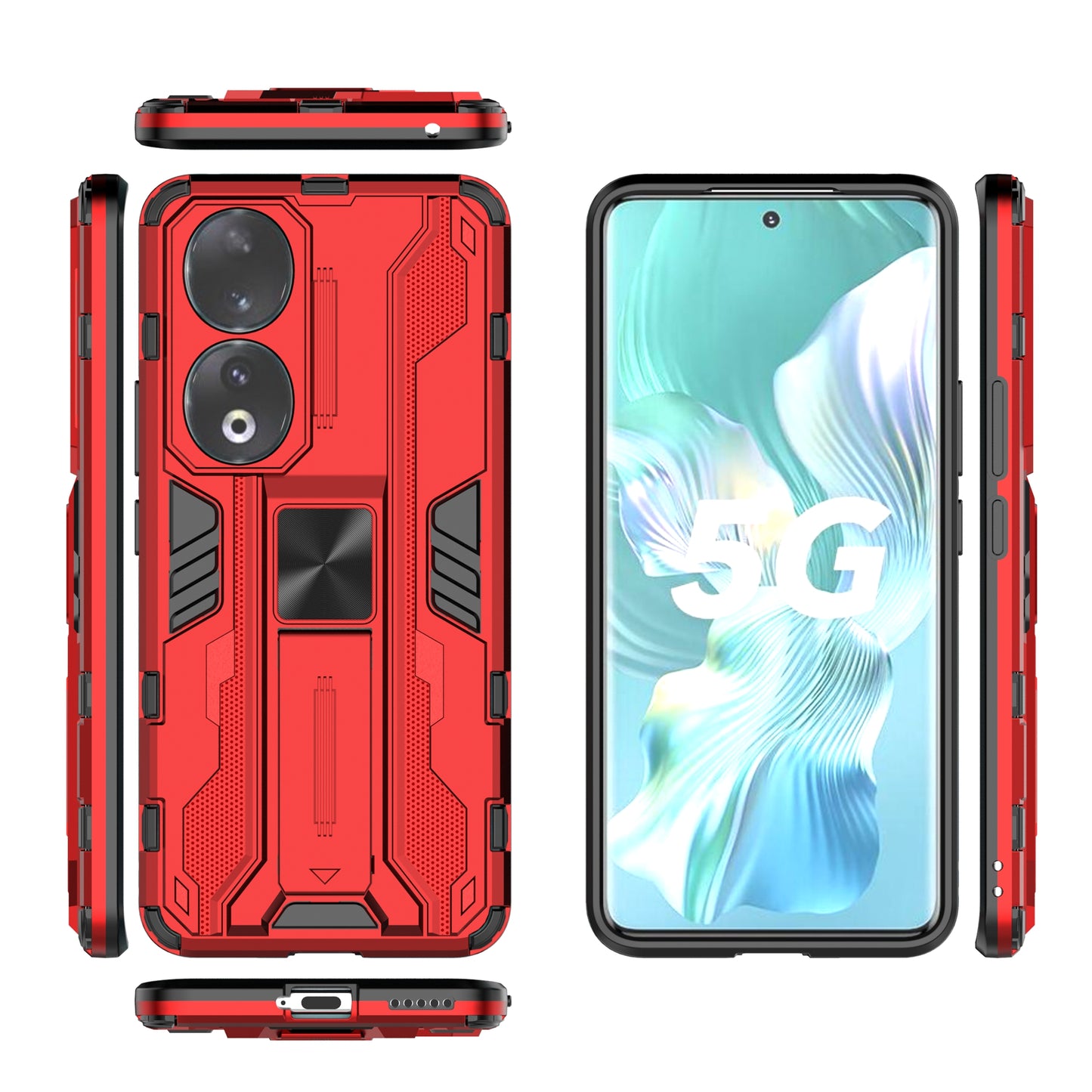For Honor 90 Anti-drop Phone Cover with Kickstand Hard PC + Soft TPU Protective Case
