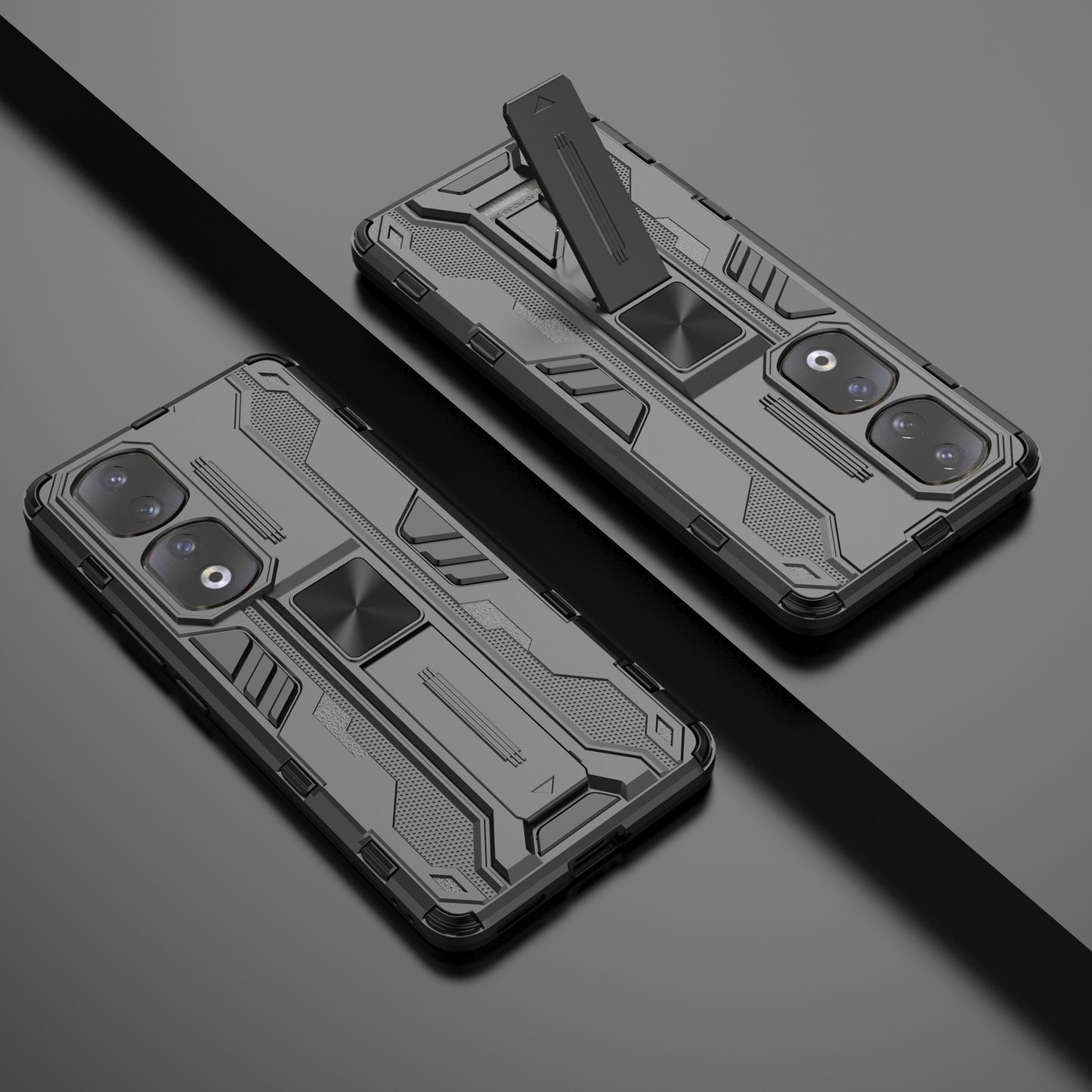 For Honor 90 Pro Shockproof Phone Cover with Kickstand Hard PC + Soft TPU Protective Case