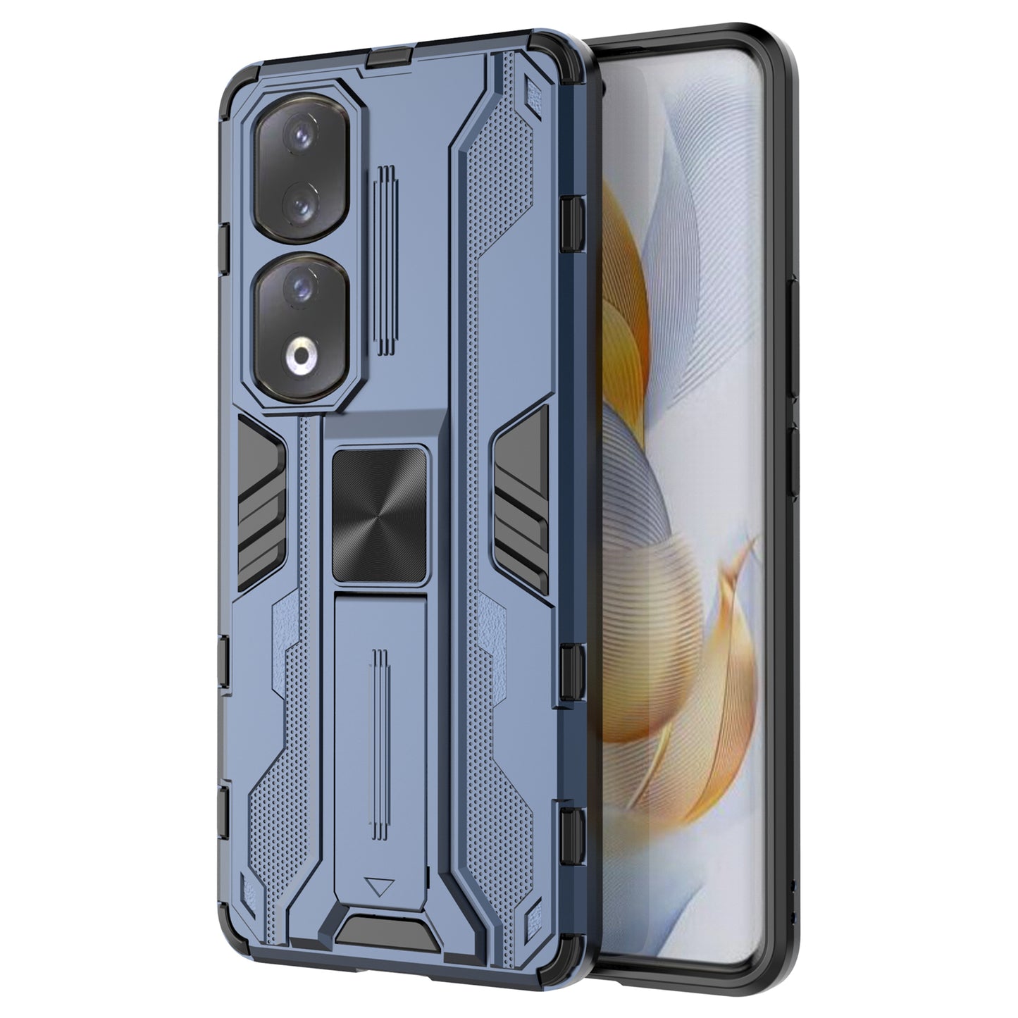 For Honor 90 Pro Shockproof Phone Cover with Kickstand Hard PC + Soft TPU Protective Case