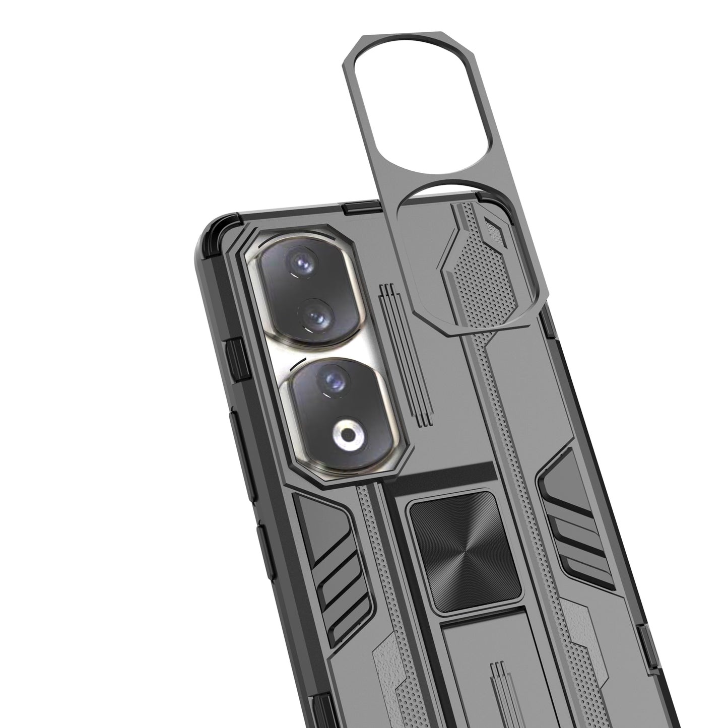 For Honor 90 Pro Shockproof Phone Cover with Kickstand Hard PC + Soft TPU Protective Case