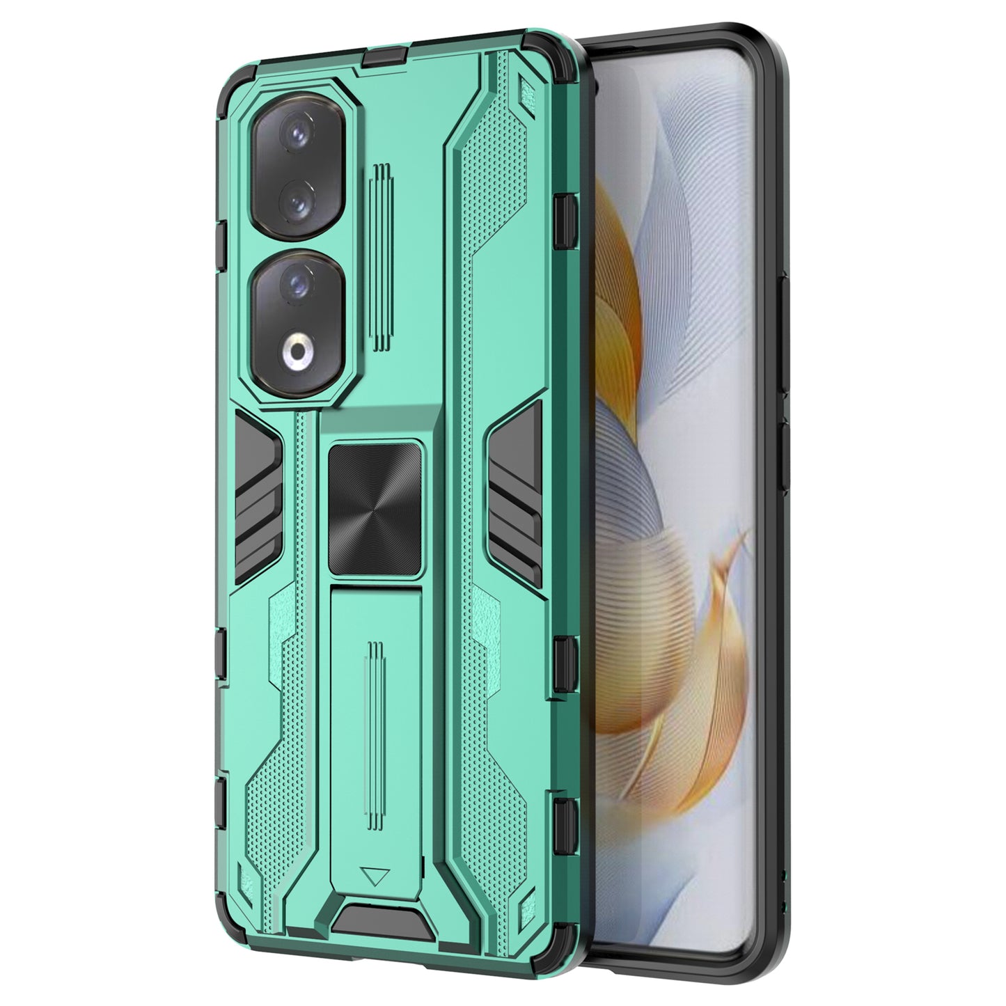 For Honor 90 Pro Shockproof Phone Cover with Kickstand Hard PC + Soft TPU Protective Case